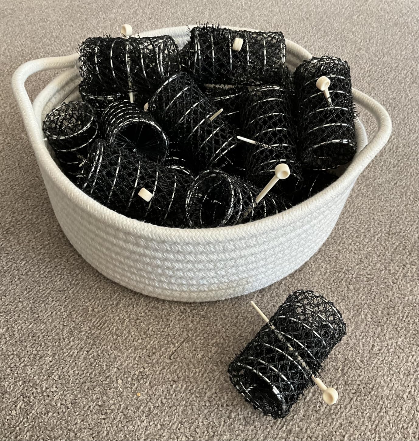 20 Pcs Brush Hair Rollers with Picks for Women, 2.5 x 1.4 in, Black | Mesh Roller Curlers, 20 Roller Picks Included, Hair Styling Set, Home Salon Use customer photo 1