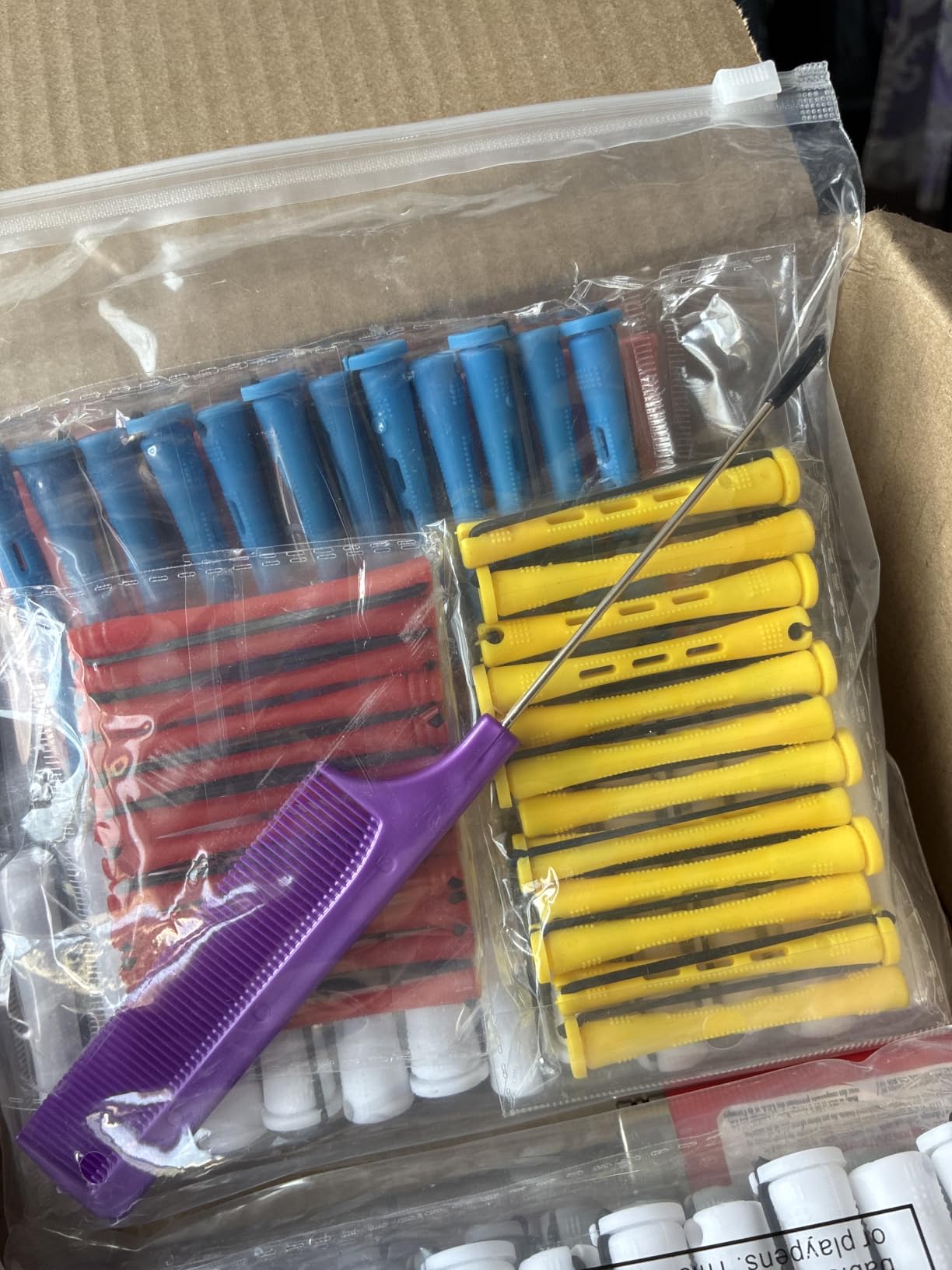 WILLBOND 72 Pieces Hair Perm Rods Set, Short Plastic Perming Rods Cold Wave Rods 6 Sizes Hair Curling Rollers with 1 Piece Steel Pintail Hair Comb for Hairdressing Hair Styling customer photo 1
