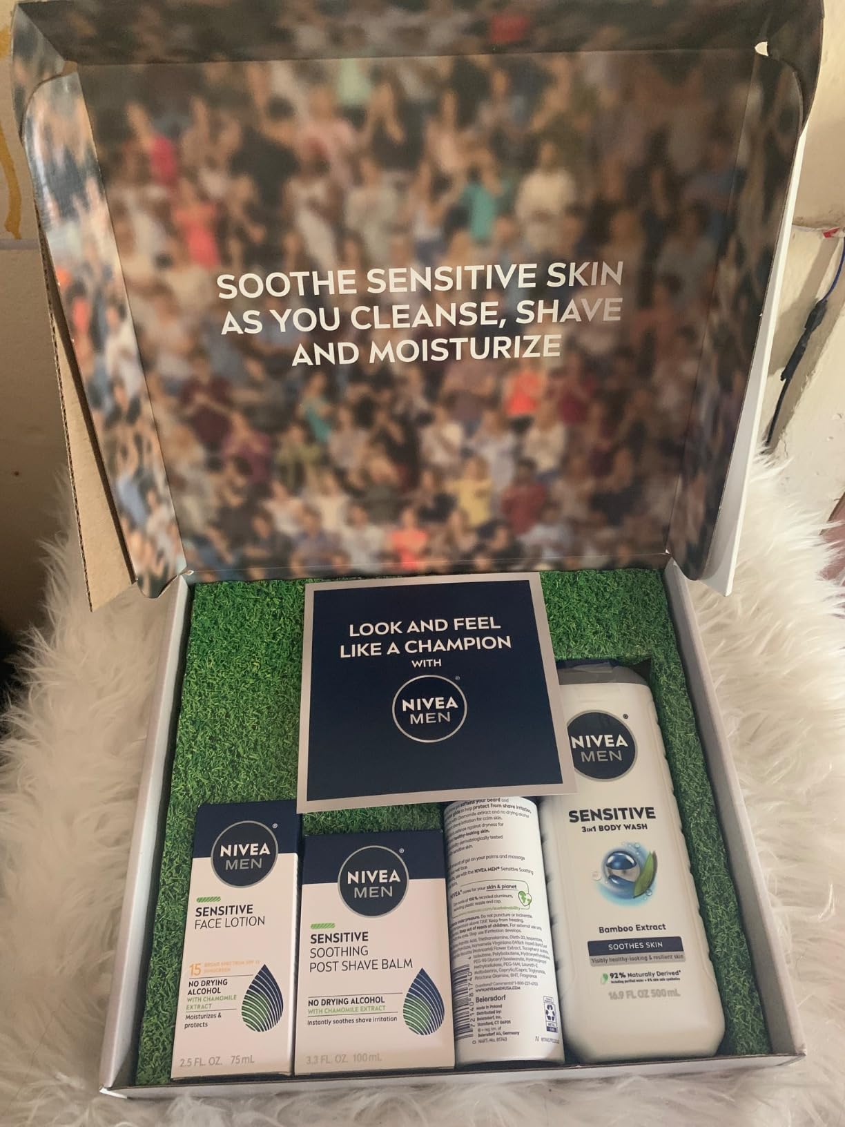 NIVEA MEN Sensitive Skin Care Set for Men, Variety Pack, 5 Items | Face Wash, Body Wash, Shave Gel, Post Shave Balm, Face Lotion SPF 15 customer photo 1