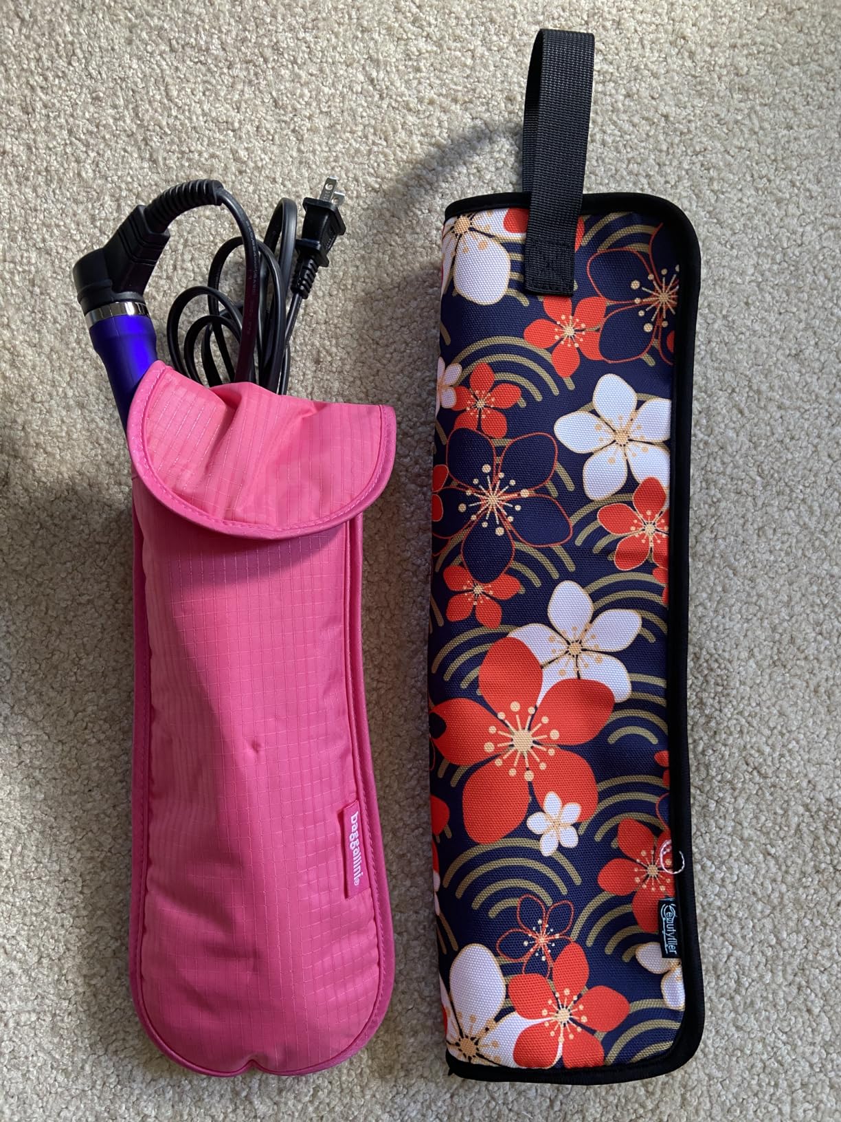 Beautyflier Universal Curling Iron Travel Case, Heat-Resistant, Canvas, Blue Flower customer photo 1