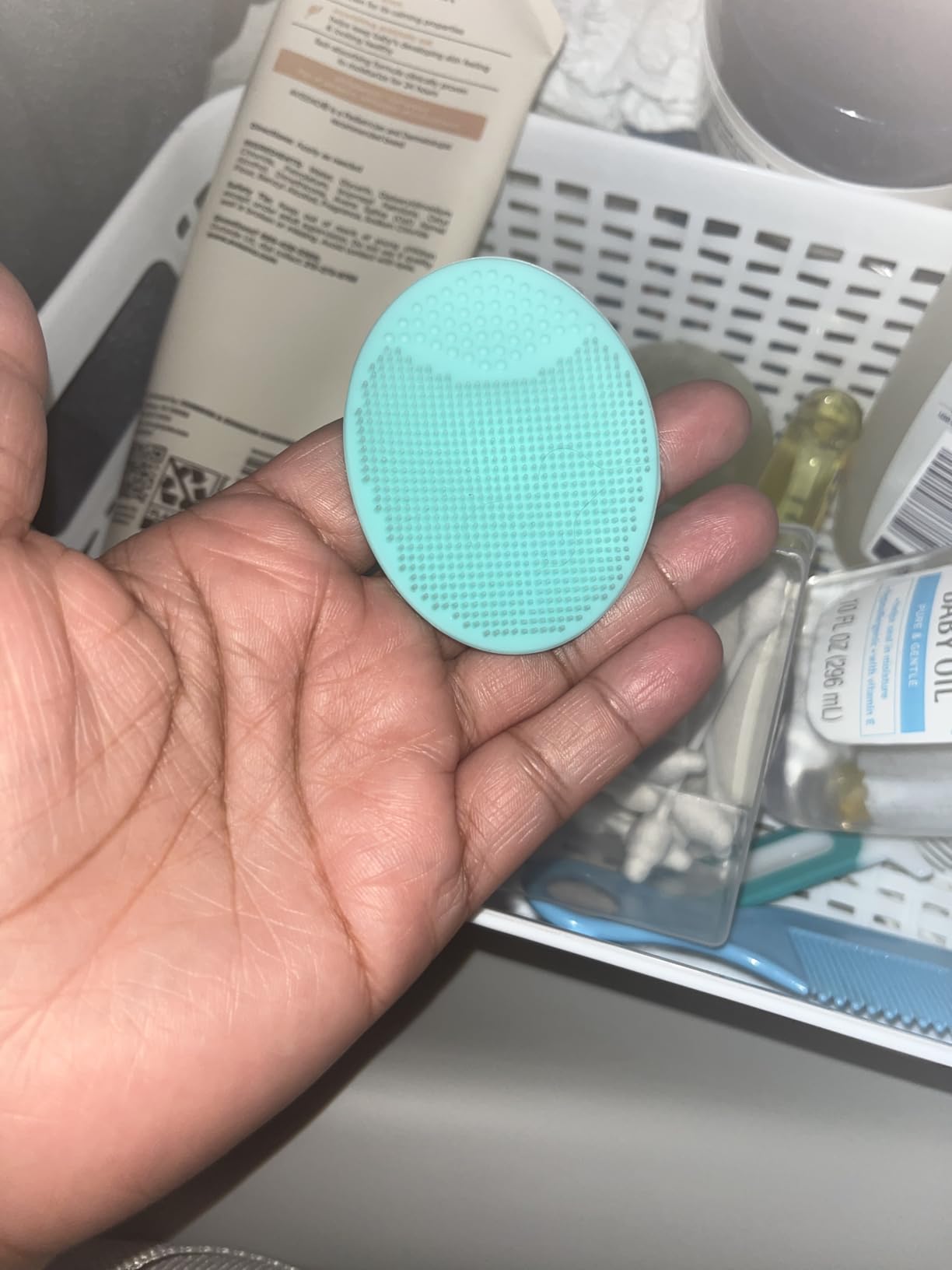 Baby Bath Brush, Baby Cradle Cap Brush, Silicone Massage Brush, Silicone Scrubbers Exfoliator Brush, Skin Scrubber Baby Essential for Dry Skin, Cradle Cap and Eczema (Small-4PCS) customer photo 2