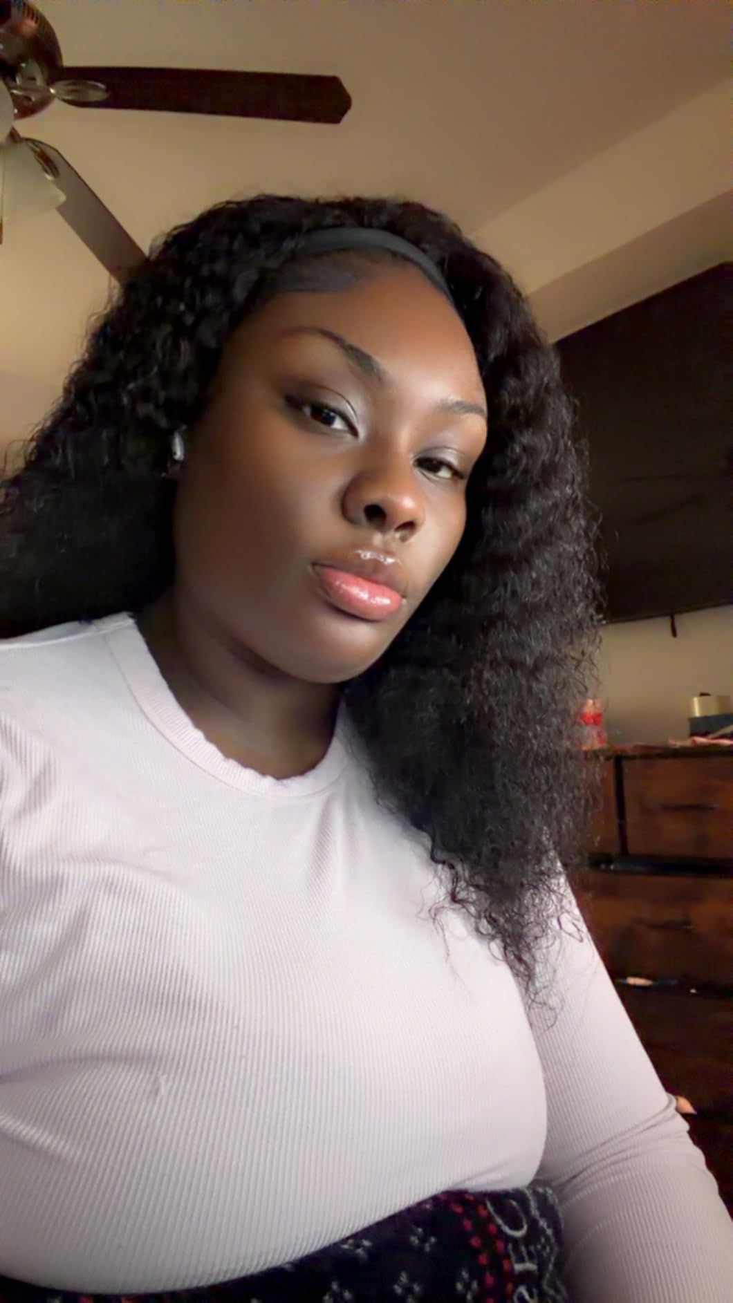 XSY Headband Wig Human Hair 16 Inch Deep Wave Glueless Wig Curly Headband Half Wigs for Black Women Machine Made Wigs 150% Density 1B# Natural Color customer photo 1
