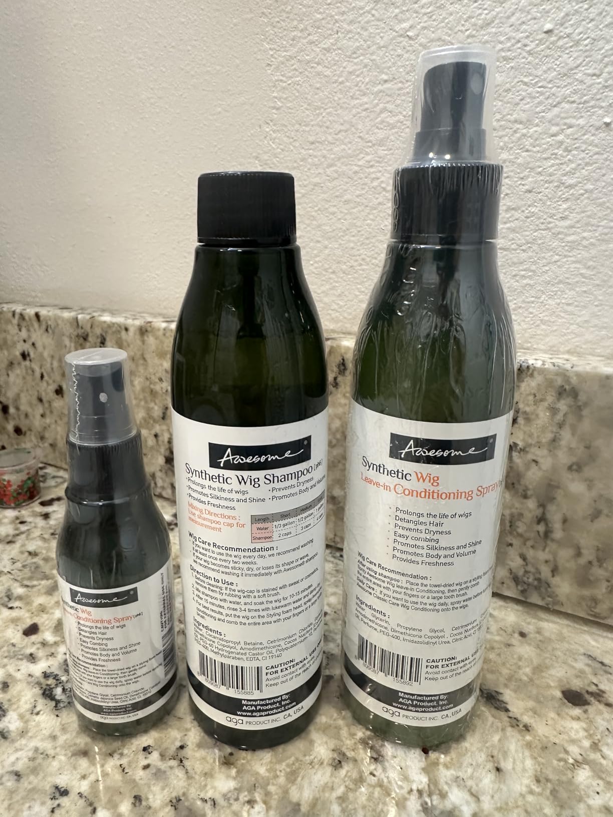 Awesome Synthetic Wig Care Kit, Shampoo & Leave-In Conditioner, 3-Pack - Includes two pH6 soak-and-rinse shampoos and a purse-size conditioning spray to clean, soften and add shine customer photo 2