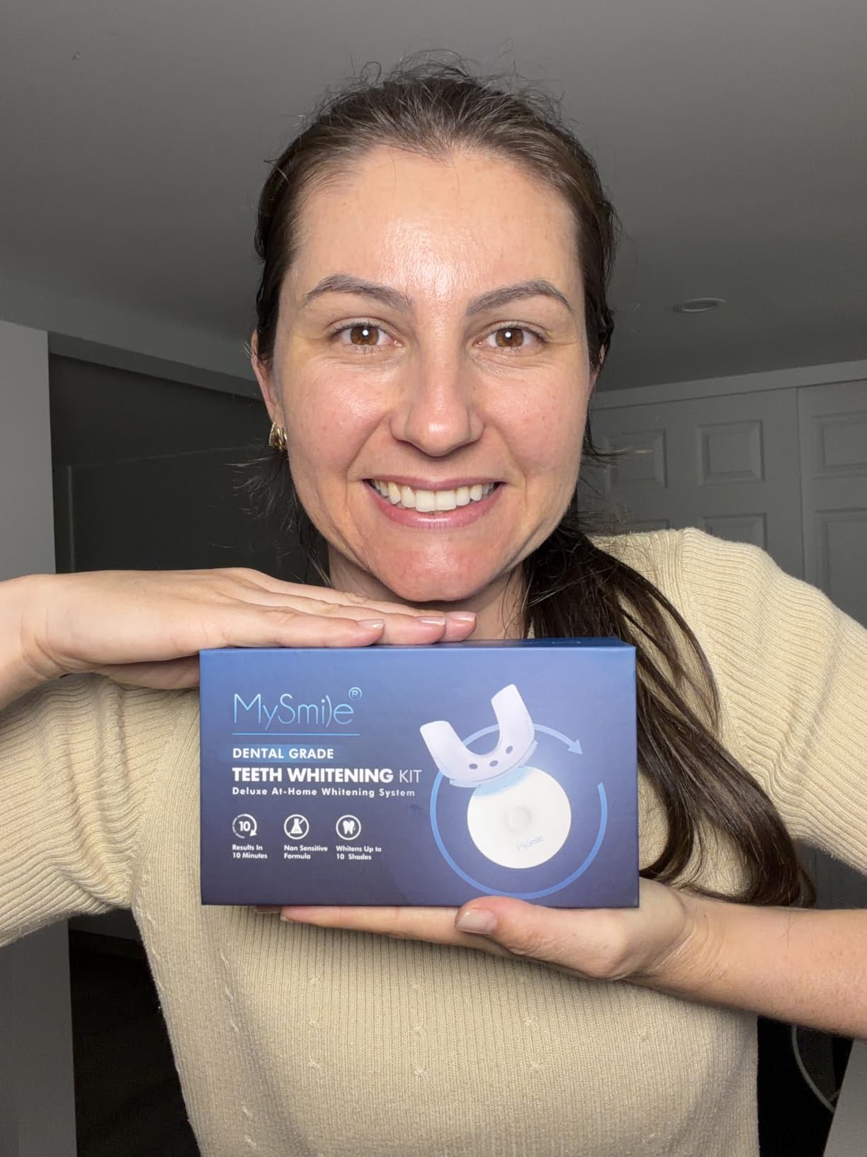 MySmile Teeth Whitening Kit with LED Light, 10 Min Non-Sensitive Fast Teeth Whitener with 3 Carbamide Peroxide Whitening Gel, Helps to Remove Stains from Coffee, Smoking, Wines, Soda, Food customer photo 1