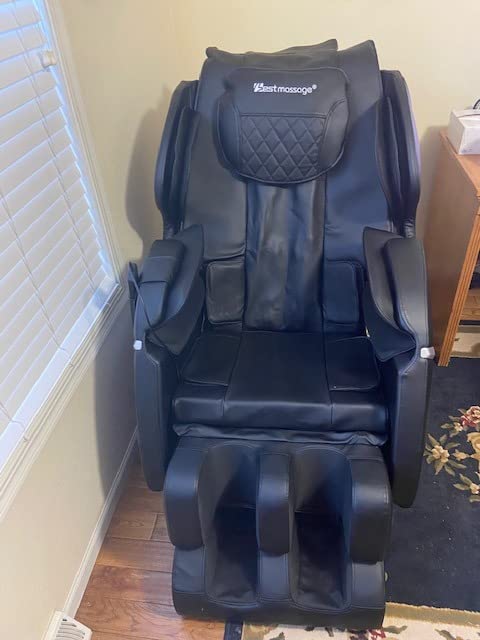 BestMassage Massage Chair Zero Gravity Full Body Electric Shiatsu Massage Chair Recliner with Foot Rollers Built-in Heat Therapy Air Massage System Stretch Vibrating for Home Office (Black) customer photo 1