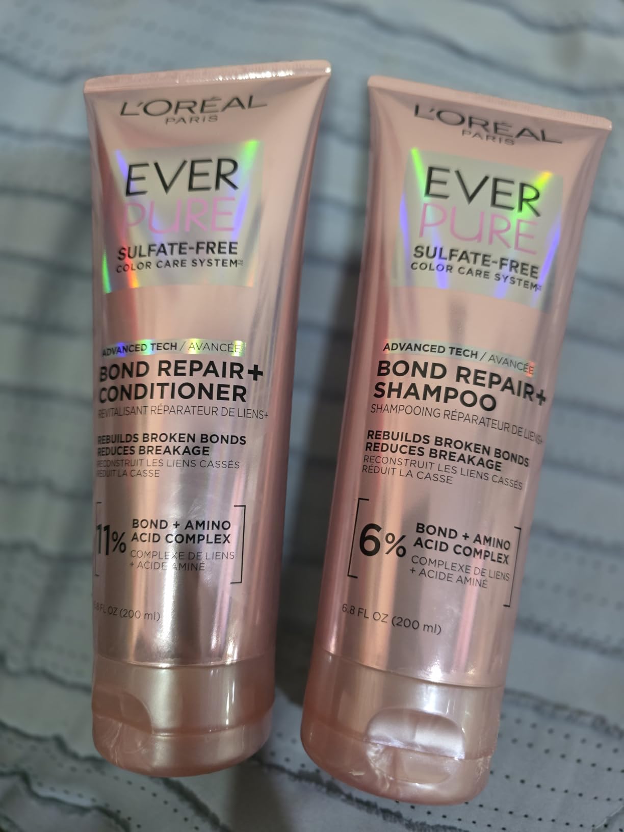 L'Oreal Paris Sulfate Free Bond Repair+ Shampoo and Conditioner Set with Bond + Amino Acid Complex, Strengthens and Repairs Damaged or Color Treated Hair, EverPure, 13.6 Fl Oz Set customer photo 2