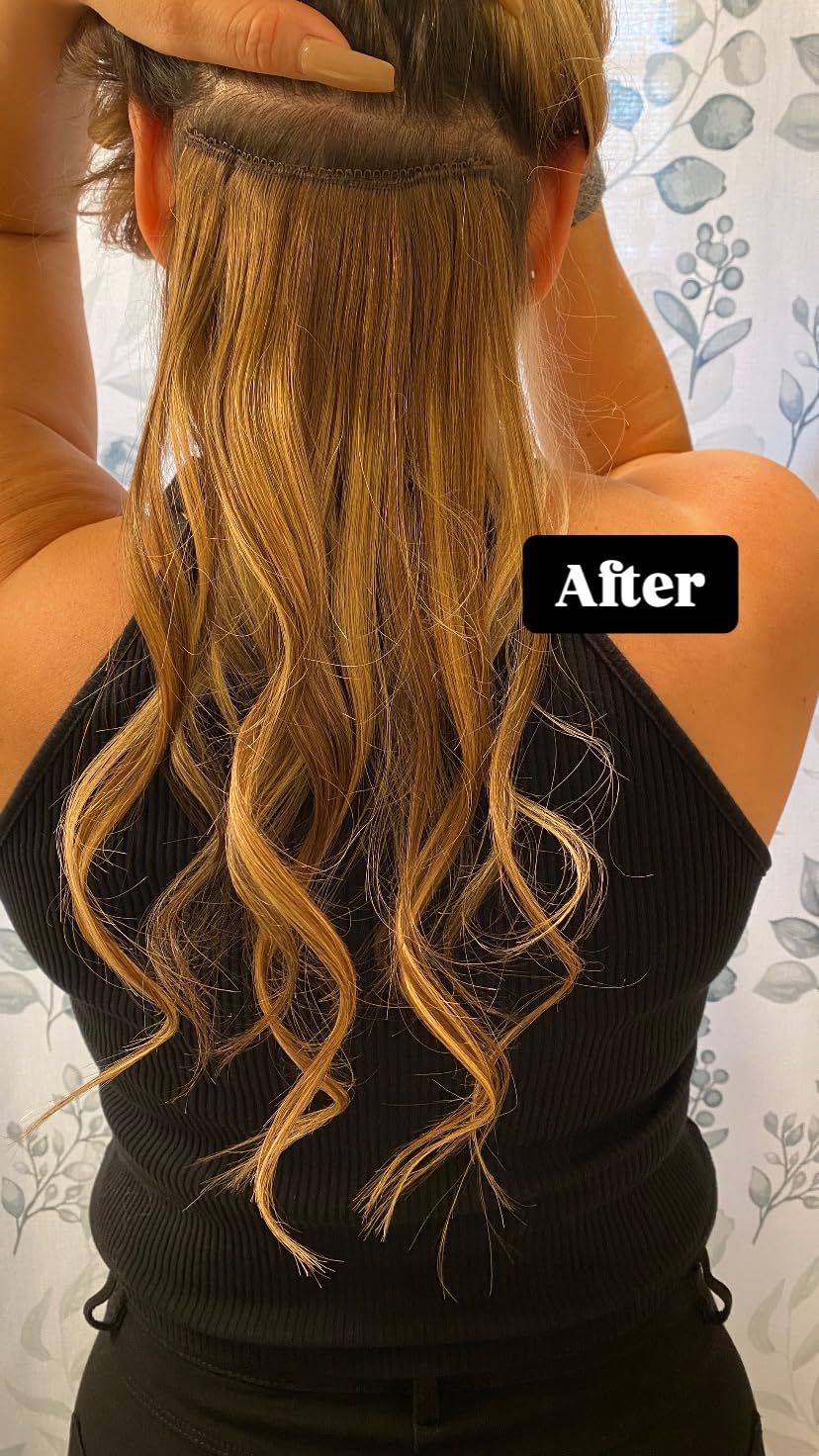 Easyouth Balayage Clip in Hair Extensions, 20 Inch Human Hair Extensions Clip ins, Ombre Brown to Caramel Blonde with Brown, Invisible Clip in Hair Extension Human Hair, Easy to Apply, 7pcs 120g customer photo 1