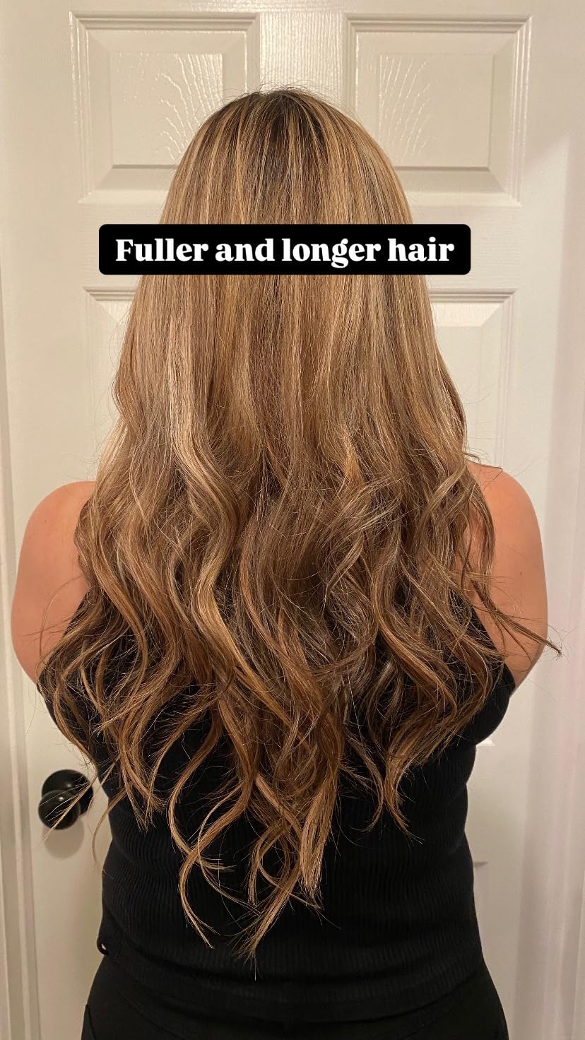 Easyouth Balayage Clip in Hair Extensions, 20 Inch Human Hair Extensions Clip ins, Ombre Brown to Caramel Blonde with Brown, Invisible Clip in Hair Extension Human Hair, Easy to Apply, 7pcs 120g customer photo 2