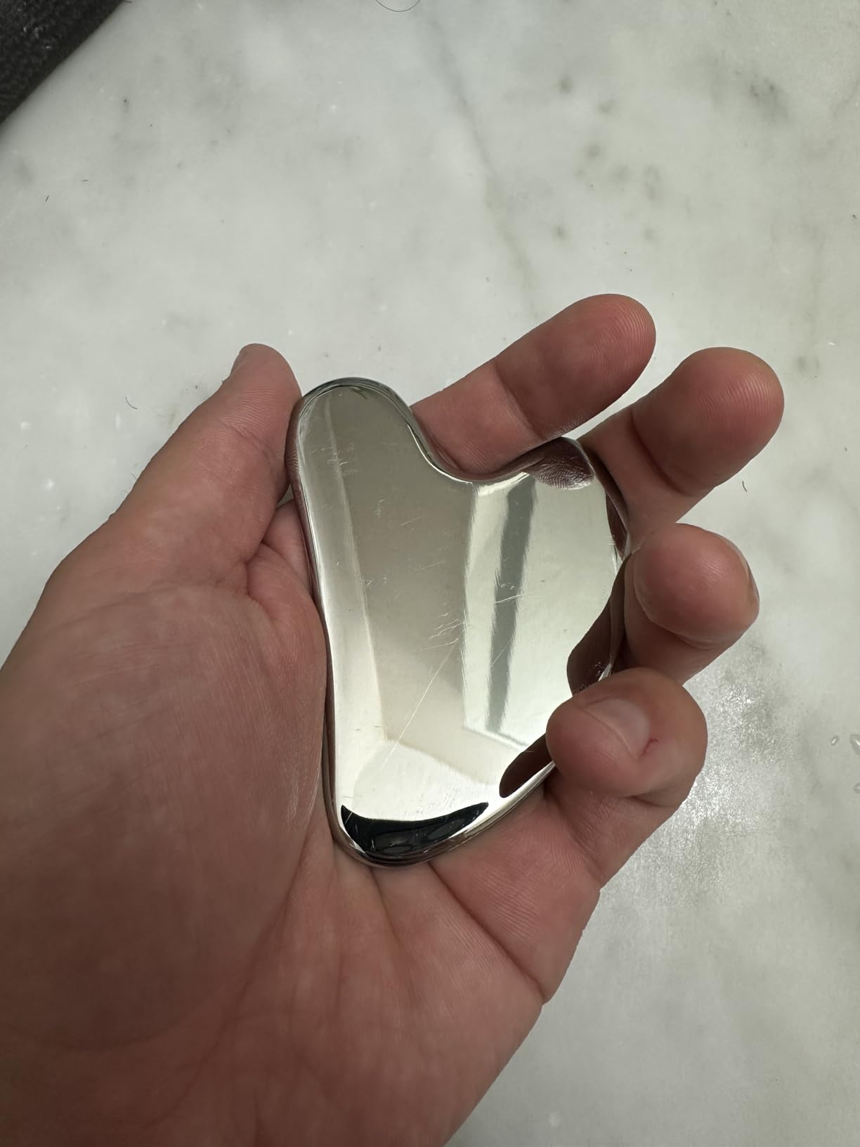 Nuanchu Stainless Steel Gua Sha Facial Tool, Metal Gua Sha for Lymphatic Drainage, Guasha Face Sculpting Double Chin Reduce with Pouch Self Care Gift(304 Stainless Steel,Silver) customer photo 2