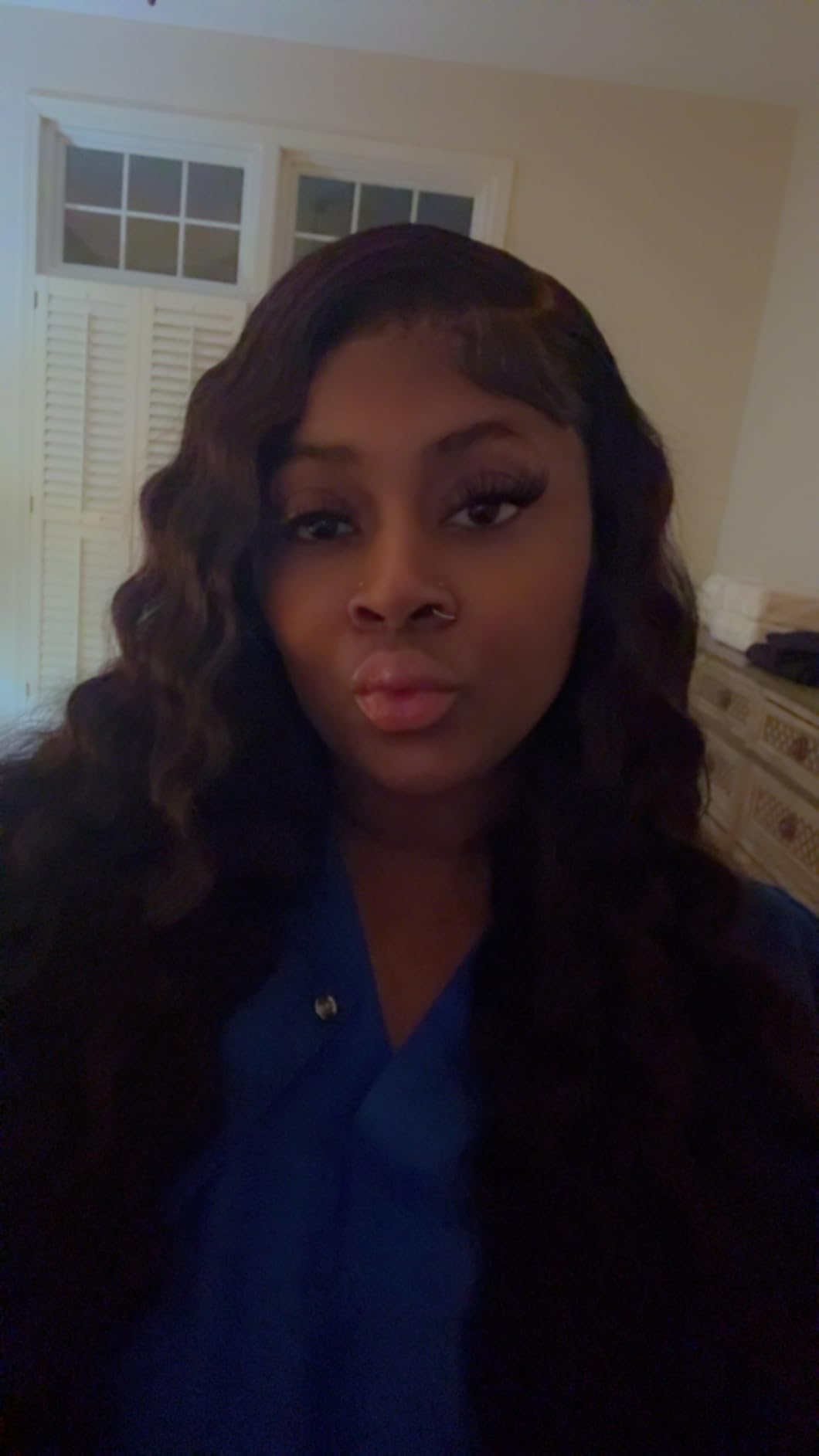 Wingirl 13x6 Body Wave Lace Front Wigs Human Hair Pre plucked Pre bleached Small Knots With Baby Hair 200 Density Glueless Human Hair Wigs For Women 28Inch HD Lace Frontal Wig With Soft customer photo 1