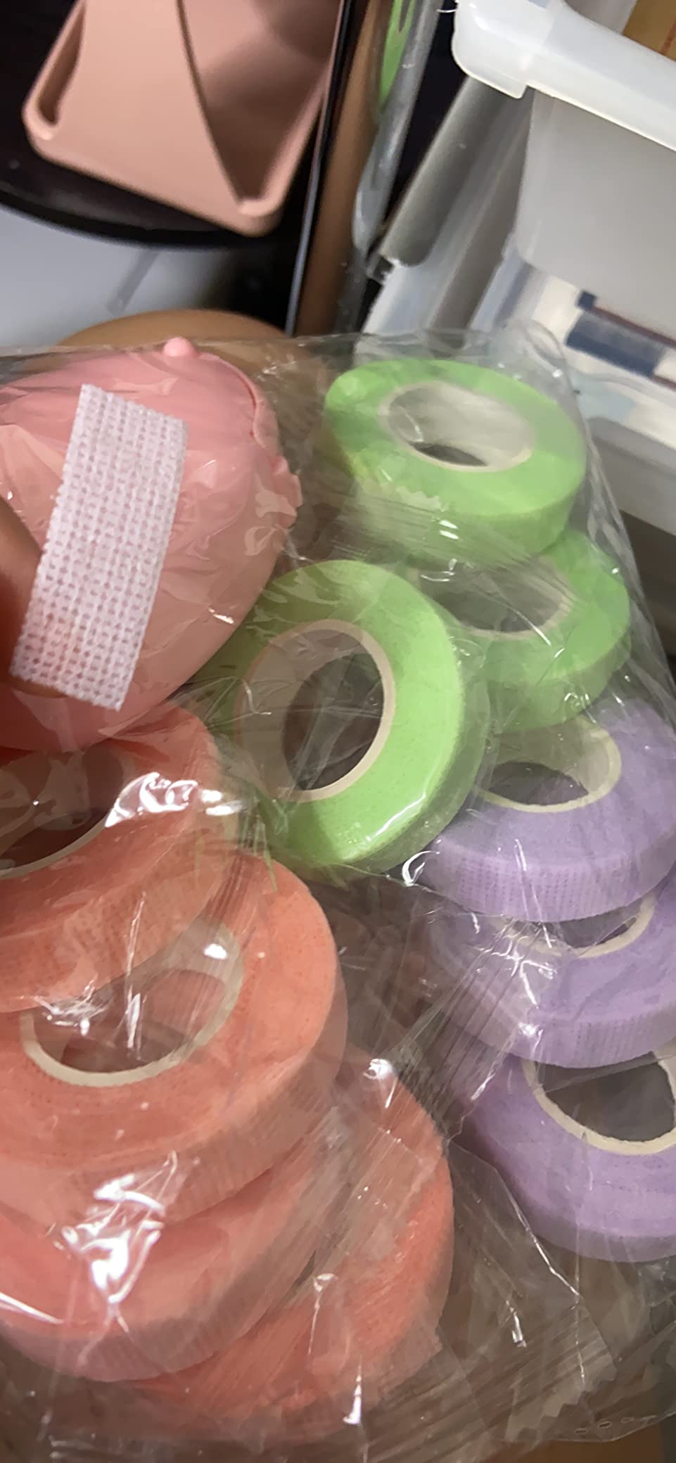 Maitys Eyelash Extension Tape - Breathable Adhesive Lash Tape Non-Woven Fabric with Heart-Shaped Tape Dispenser Cutter, 0.5 Inch Wide, 10 Yards Long Each (Pink, Purple, Green) customer photo 2