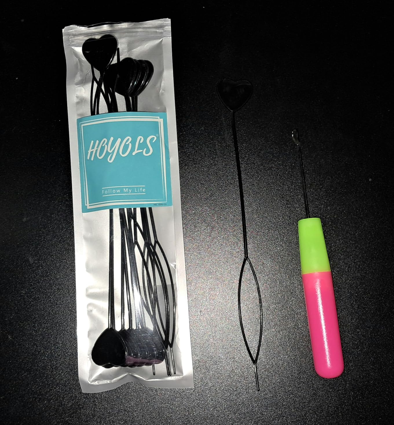 Hoyols 12pcs Quick Topsy Tail Hair Beader for Braiding Beads on Braids, Loop Threader and Braider for Kids Girls, Ponytail Hair Styling Maker Set of 12 customer photo 1