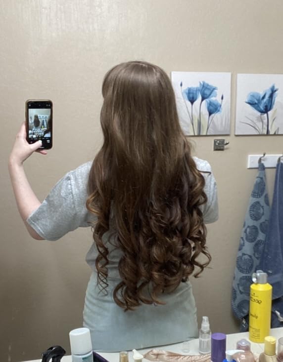 RobeCurls Original Heatless Hair Curler Set with 2 Scrunchies - Patented Satin Curling Headband with Wire Hold for Heatless Curls Overnight - Gentle Hair Curlers to Sleep In for Women & Kids, Black customer photo 2