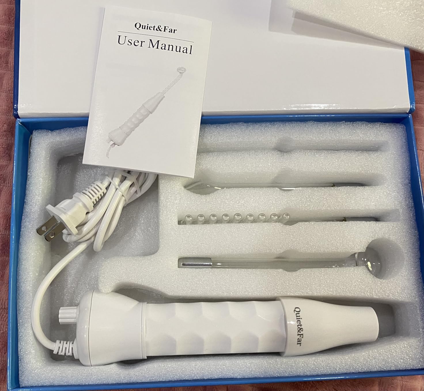 Quiet&Far High Frequency Facial Machine Skin Care Tool for Wrinkles Reducing Skin Tightening High Frequency Facial Wand with 4 Tubes customer photo 2