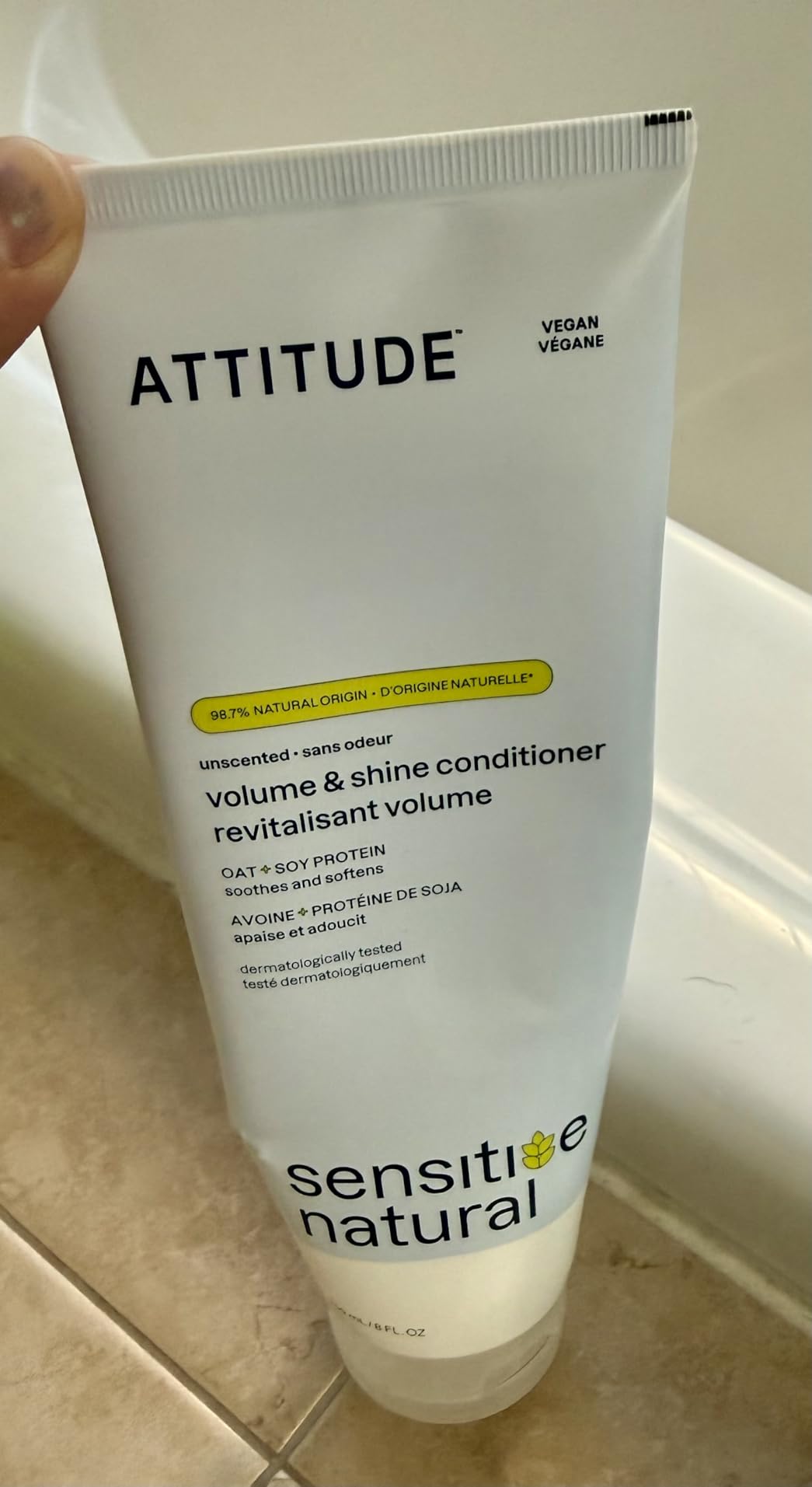 ATTITUDE Hair Conditioner for Sensitive Dry Scalp, Soothing Oat, Naturally Derived Ingredients, Dermatologically Tested, Vegan Detangler, Extra Gentle, Unscented, 32 Fl Oz customer photo 1