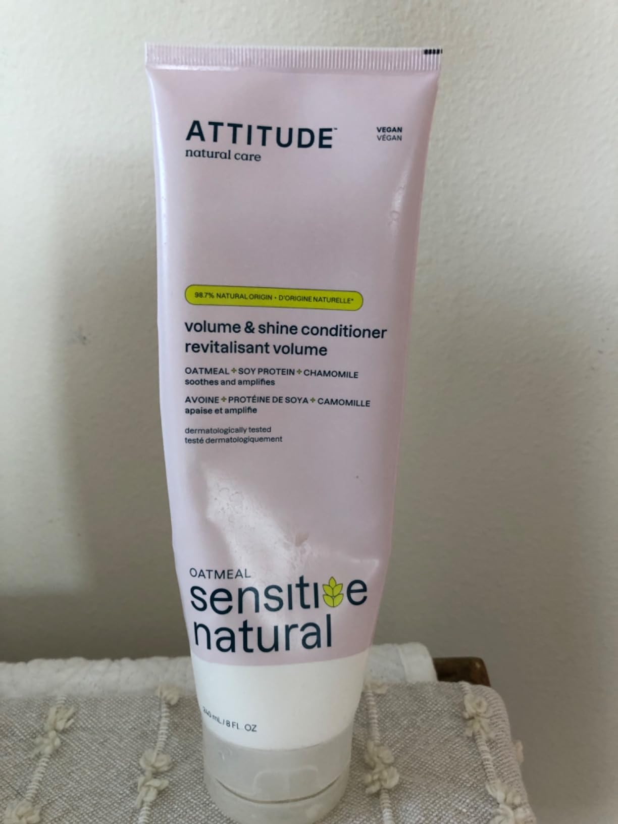 ATTITUDE Hair Conditioner for Sensitive Dry Scalp, Soothing Oat, Naturally Derived Ingredients, Dermatologically Tested, Vegan Detangler, Extra Gentle, Unscented, 32 Fl Oz customer photo 2