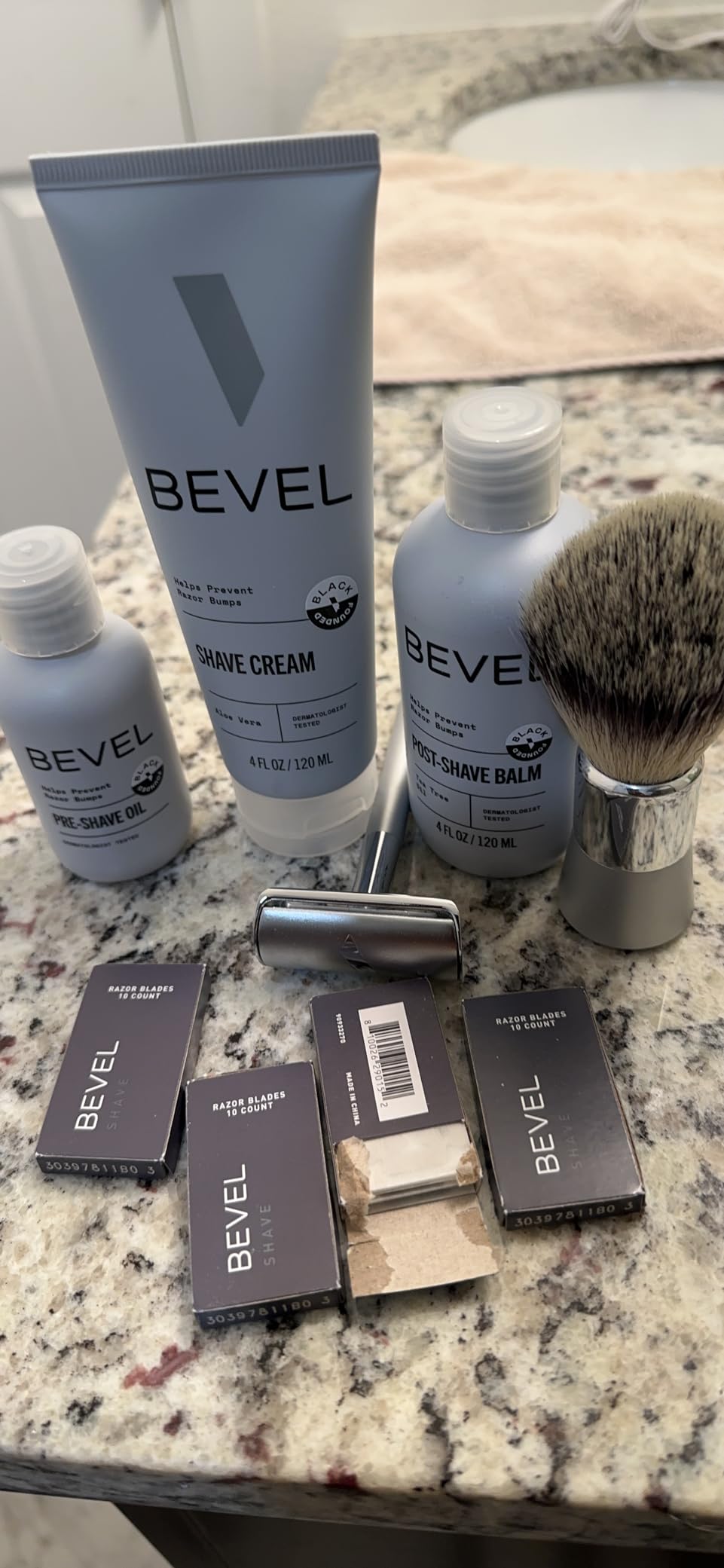 Bevel Shaving Kit for Men, Includes Safety Razor with 40 Replacement Blades, Luxury Shaving Brush, Pre Shave Oil, Shave Cream and Balm (Packaging May Vary) customer photo 1