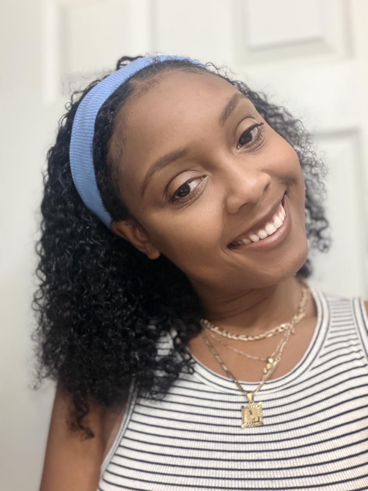 U Part Human Hair Wig Deep Wave 22 Inch 200% Density Brazilian Deep Wave U Part Wigs for Black Women 12A Full Head Clip in Half Wig Glueless No Leave Out Lace Front Wig 3X Longer Lifespan customer photo 2