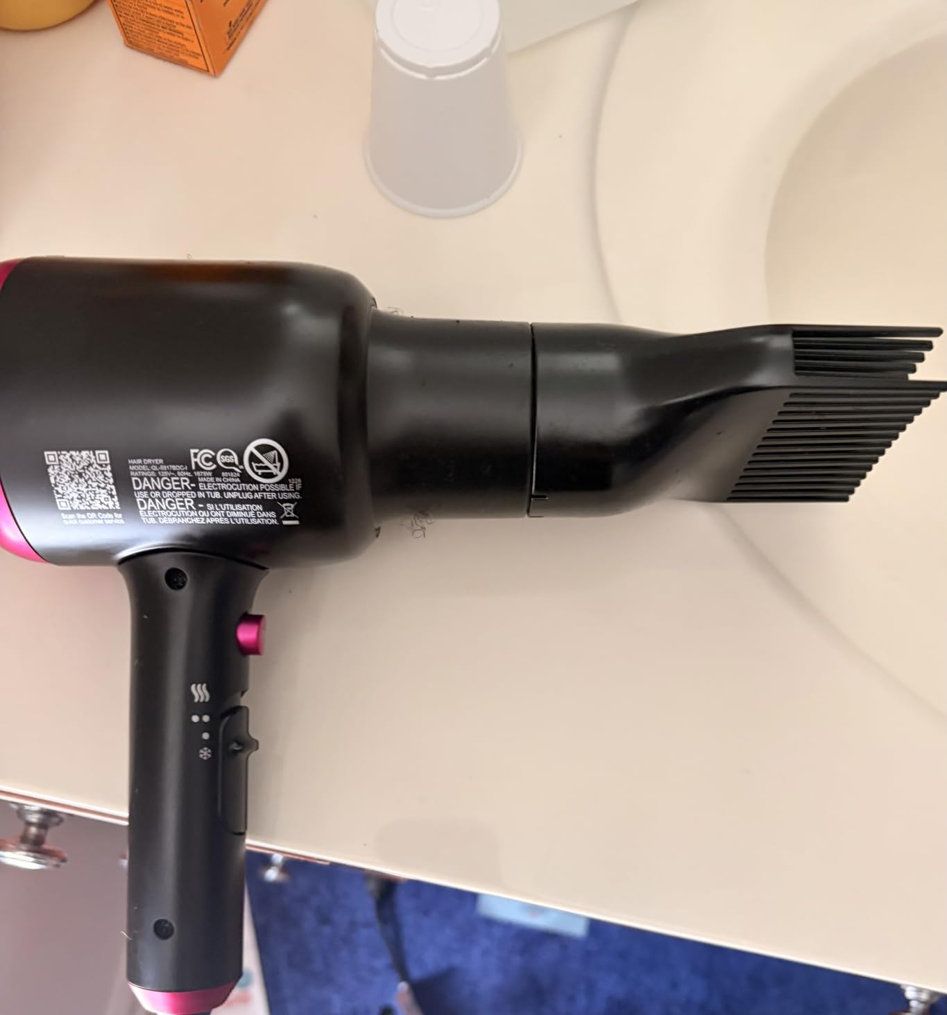 Wavytalk Hair Dryer, Blown Away Ionic Hair Dryer for Curly Hair with Diffuser, 1875W Fast Drying Blow Dryer with Ceramic Technology, 3 Attachments for All Hair Types, Light and Quiet, Rose Gold customer photo 2