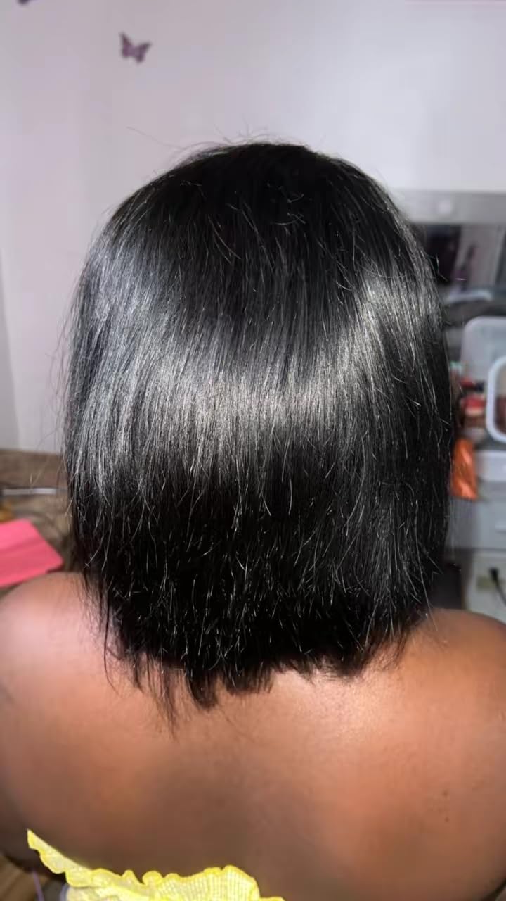 AISI Headband Wigs Human Hair Bob Headband Wig for Black Women with Leopard Print Headband Easy Put On and Go Glueless Wig Straight Wigs Machine Made 180% Density No Lace Wig Natural Color (10 Inch) customer photo 2