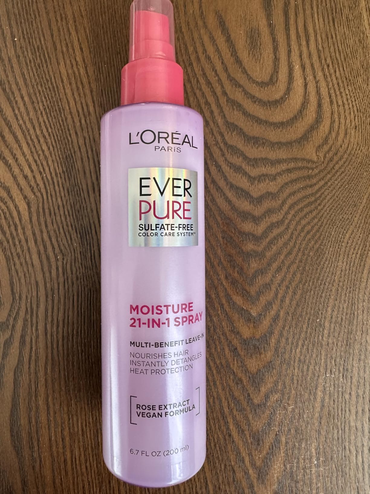 L'Oreal Paris EverPure Moisture 21-in-1 Leave In Conditioner, Multi-Benefit Heat Protectant Spray for Hair Up to 450°F, Detangling Frizz Control for Color Treated, Dry, or Damaged Hair, 6.7 Fl Oz customer photo 2