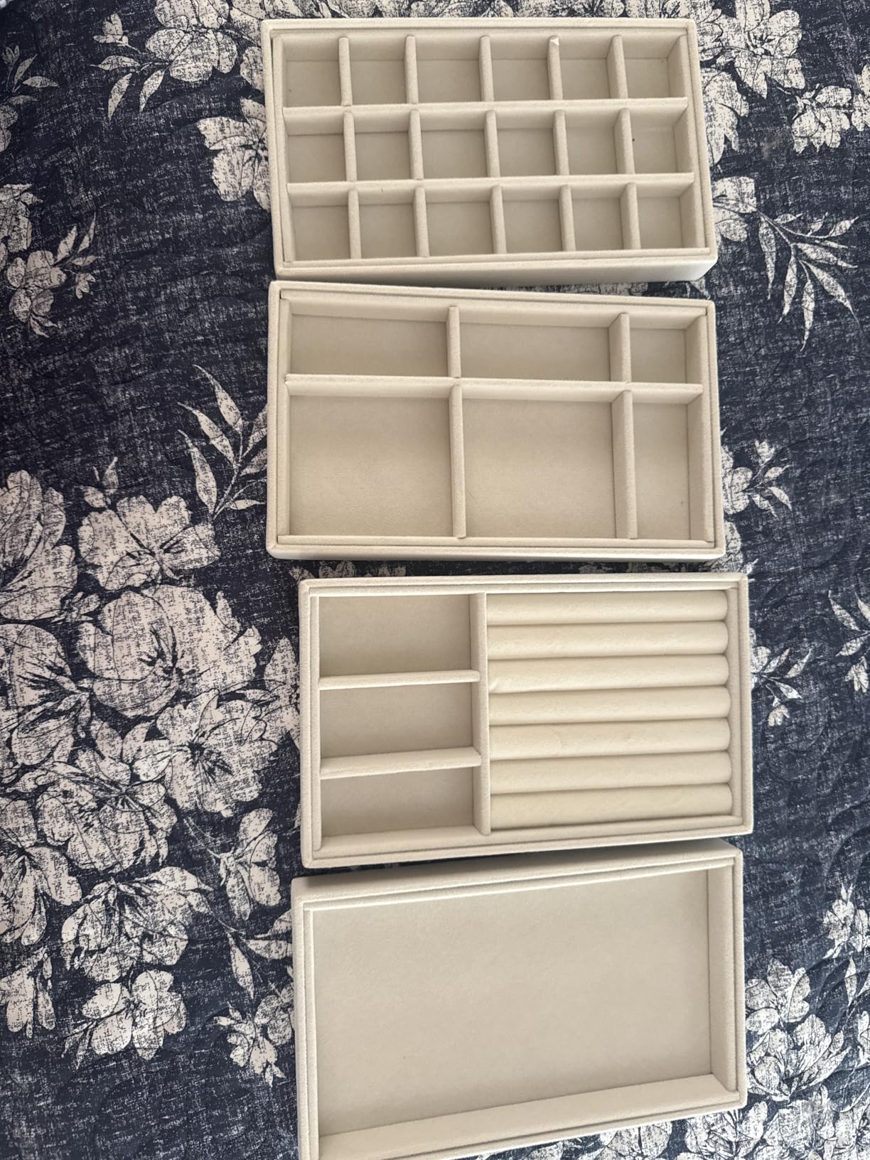 Elsjoy 8 Pack Velvet Jewelry Trays, Stackable Jewelry Organizer Trays for Drawers, Beige Jewelry Storage and Display Tray Inserts for Necklaces, Rings, Earrings customer photo 1
