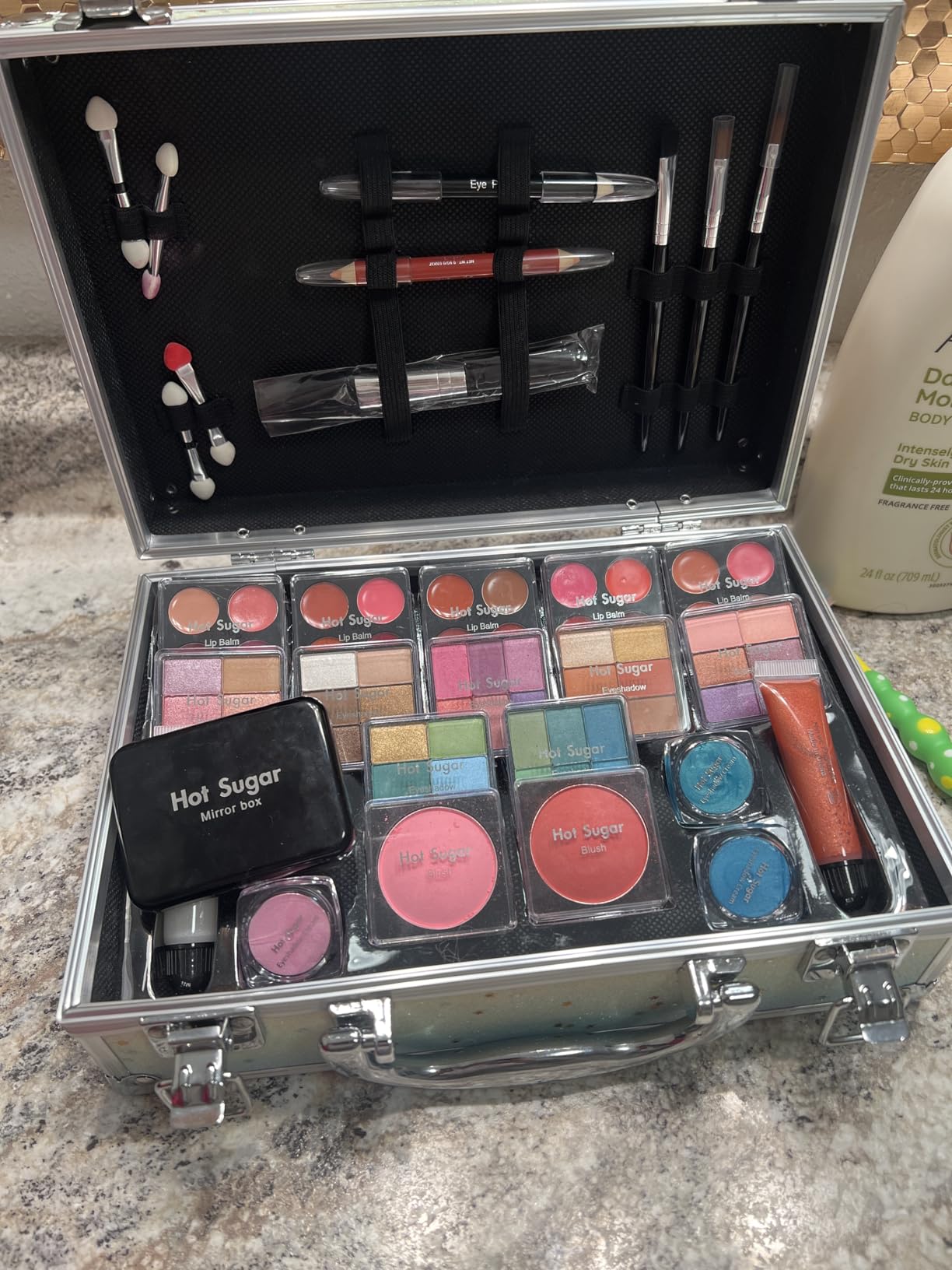 Hot Sugar Makeup Kit for Teenager Girls Starter Cosmetics Set (Rainbow) | Ideal beginner beauty gift set with eyeshadow, lip balm, blush, lip gloss, brush, lip & eye pencils and mirror. customer photo 1