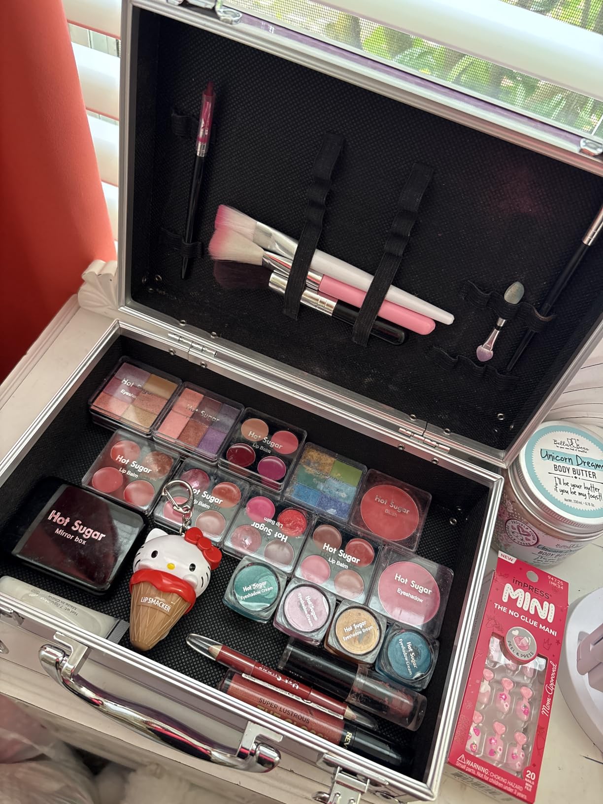Hot Sugar Makeup Kit for Teenager Girls Starter Cosmetics Set (Rainbow) | Ideal beginner beauty gift set with eyeshadow, lip balm, blush, lip gloss, brush, lip & eye pencils and mirror. customer photo 2