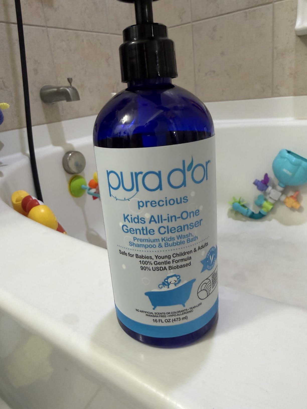 PURA D'OR 16 Oz Kids Wash - All-in-One Gentle Cleanser - USDA Biobased, Sulfate-Free, Tear-Less, Hypoallergenic, Premium, Shampoo & Bubble Bath customer photo 1