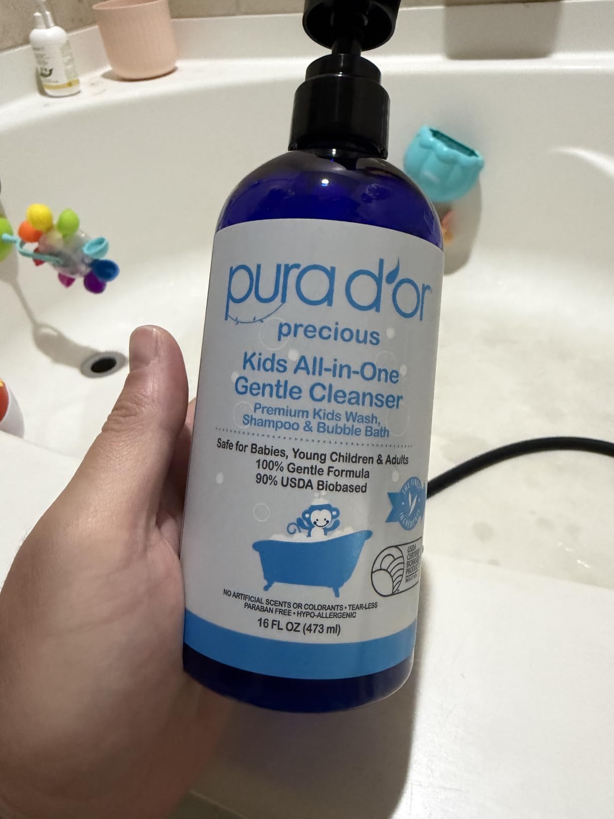 PURA D'OR 16 Oz Kids Wash - All-in-One Gentle Cleanser - USDA Biobased, Sulfate-Free, Tear-Less, Hypoallergenic, Premium, Shampoo & Bubble Bath customer photo 2