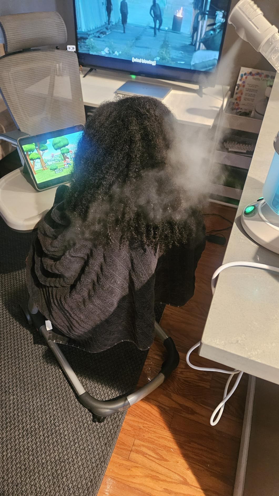 Facial Steamer - Ozone Steamer with 360° Rotatable Arm - 40 Min Steam Time - Humidifier - Unclogs Pores - Blackheads - Portable Facial Steamer for Personal Care Use at Home or Salon,White customer photo 1