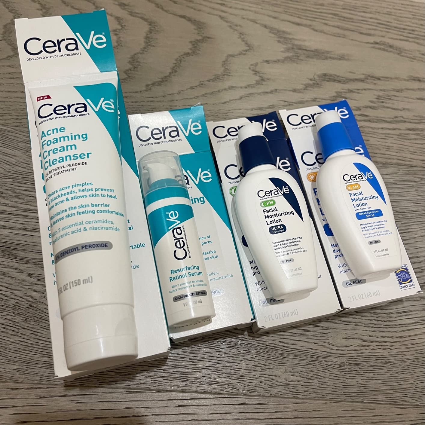 CeraVe Acne Skin Care Set, Foaming Cleanser + Retinol Serum + AM&PM Lotion | 5oz Acne Foaming Cream Cleanser + 1oz Resurfacing Retinol Serum + 2oz AM SPF 30 Lotion + 2oz PM Facial Moisturizing Lotion customer photo 2