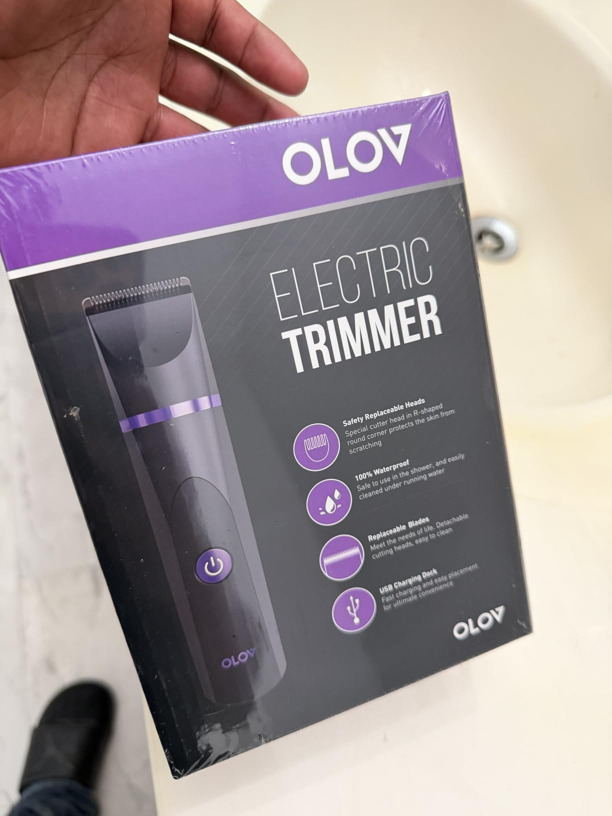 OLOV Electric Body Hair Trimmer - Groin Trimmer for Men - Bikini Trimmer Women - Wet/Dry Shaver Groomer, Replaceable Ceramic Blade Heads, USB Recharge Dock, Waterproof Hygiene Razor,Black customer photo 1