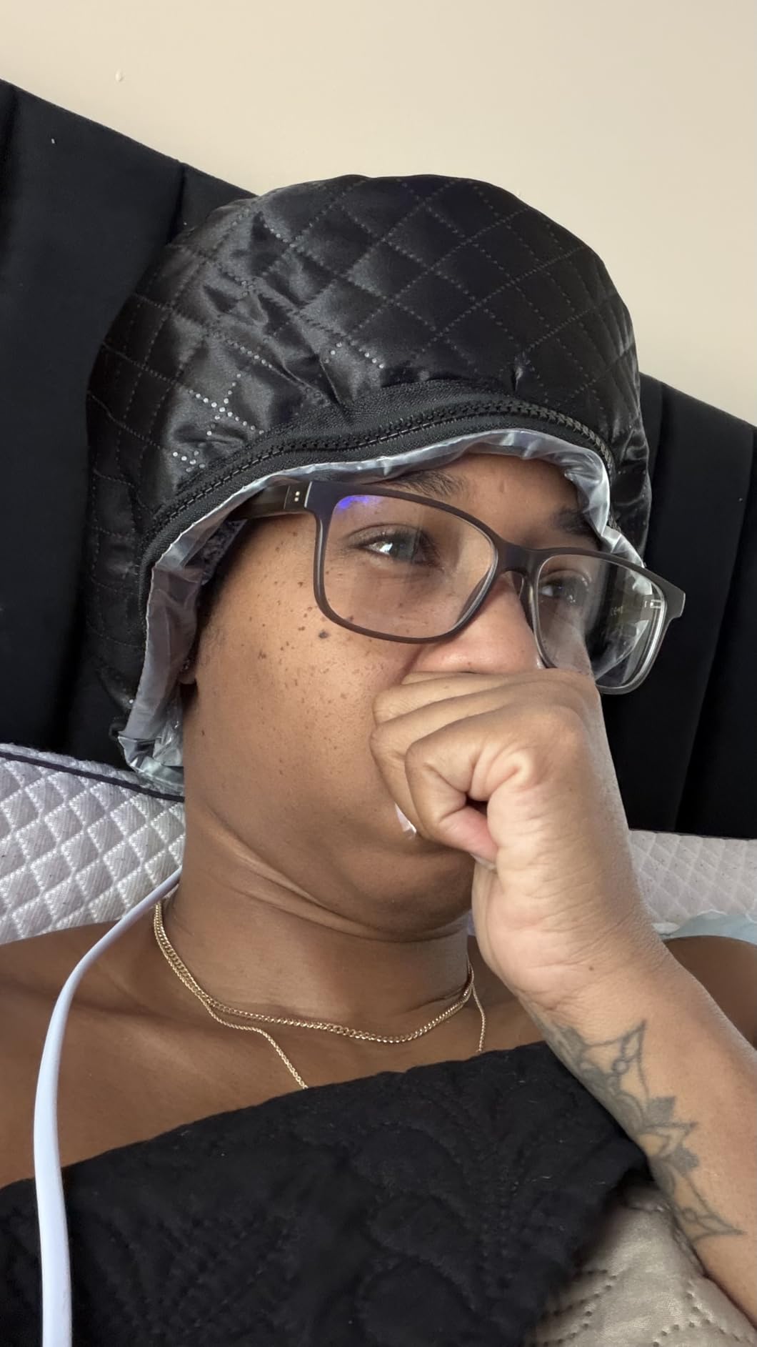 Hair Steamer for Natural Hair Home Use w/10-level Heats Up Quickly, Heat Cap for Deep Conditioning - Thermal Heat Cap for Black Hair, Great for Deep Conditioner (Black) customer photo 2