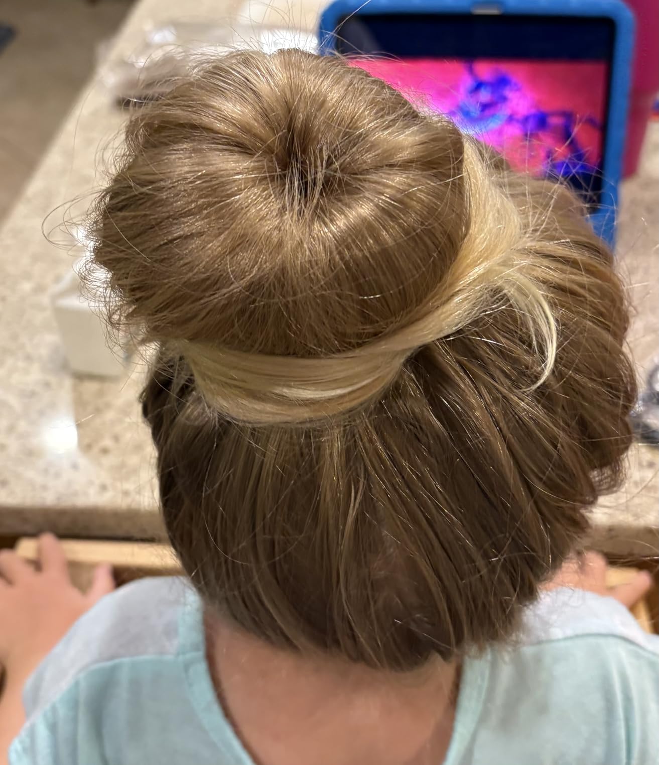FANDAMEI Hair Donut Bun Maker Set - 4 Bun Shapers, 20 Invisible Nets, 5 Elastics, 20 Bobby Pins (Black) customer photo 2
