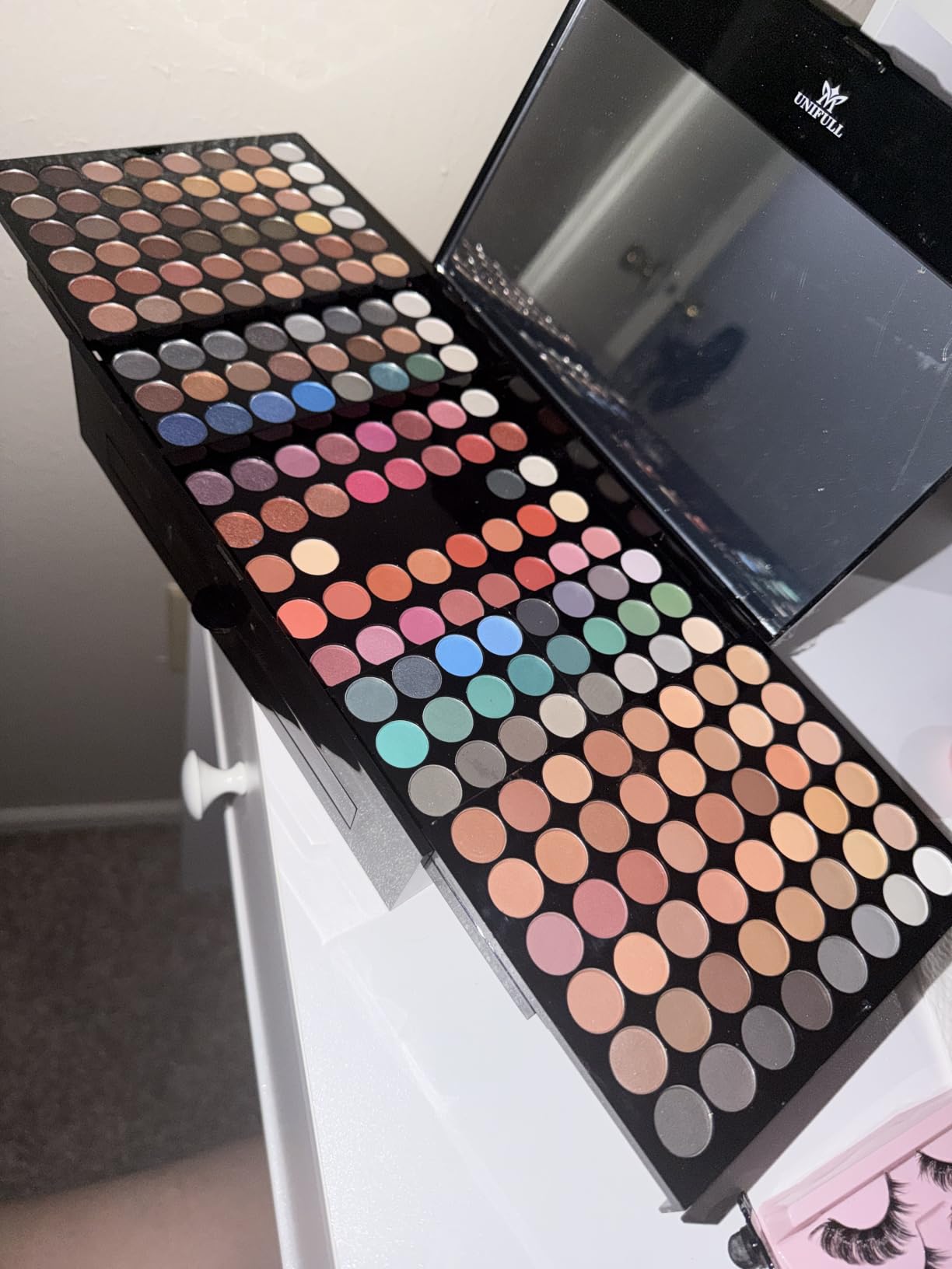 UNIFULL 190 Colors Makeup Pallet, Professional Makeup Kit for Women Full Kit, All in One Makeup Sets for Women & Beginner, include Eyeshadow, Lipstick, Compact Powder, Eyeliner, Concealer (004-Black) customer photo 2