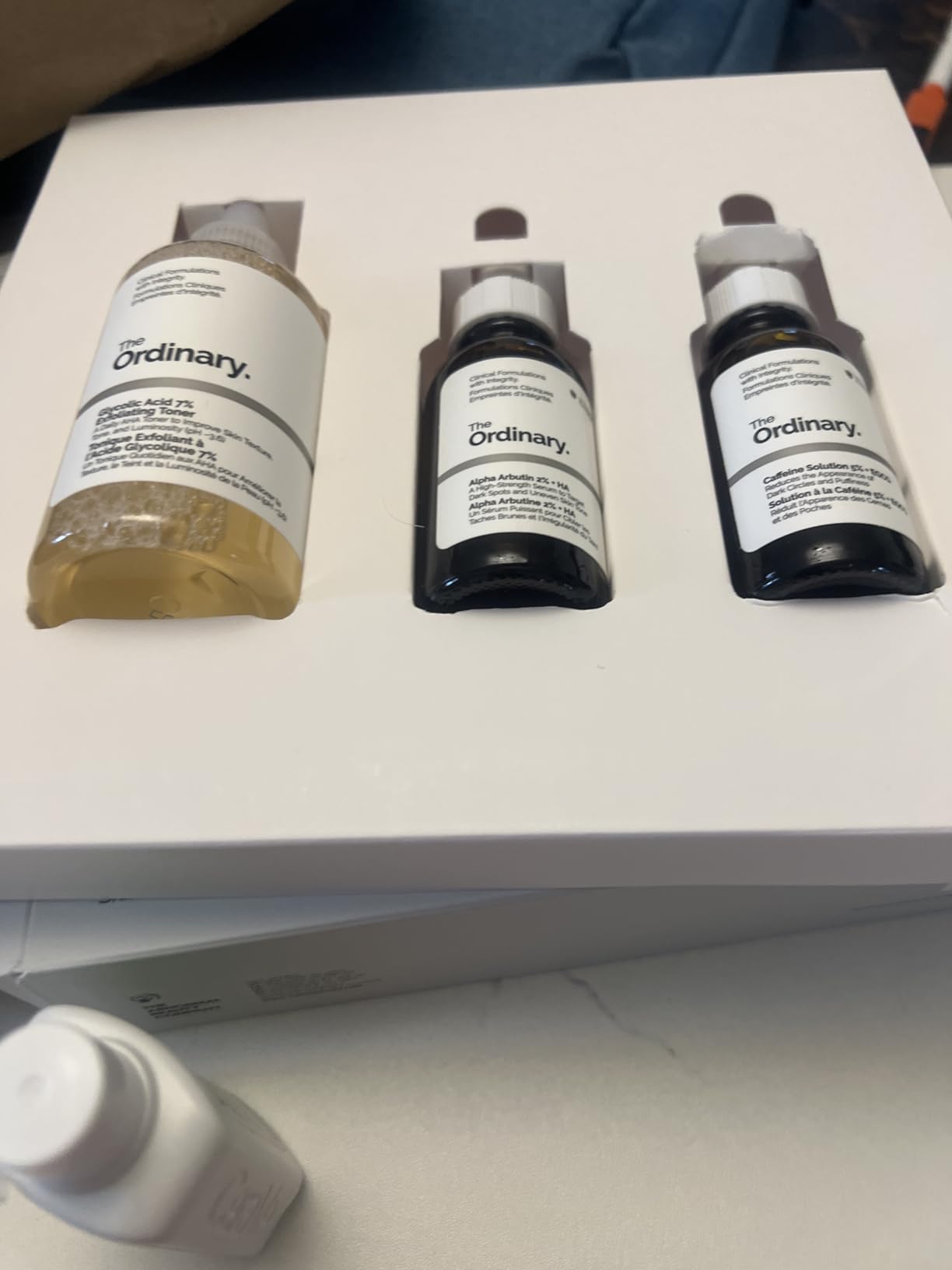 The Ordinary The Bright Set, 3-Step Regimen for Radiant, Even Skin Tone with Glycolic Acid 7% Exfoliating Toner, Alpha Arbutin 2% + HA, and Caffeine Solution 5% + EGCG Eye Serum customer photo 2