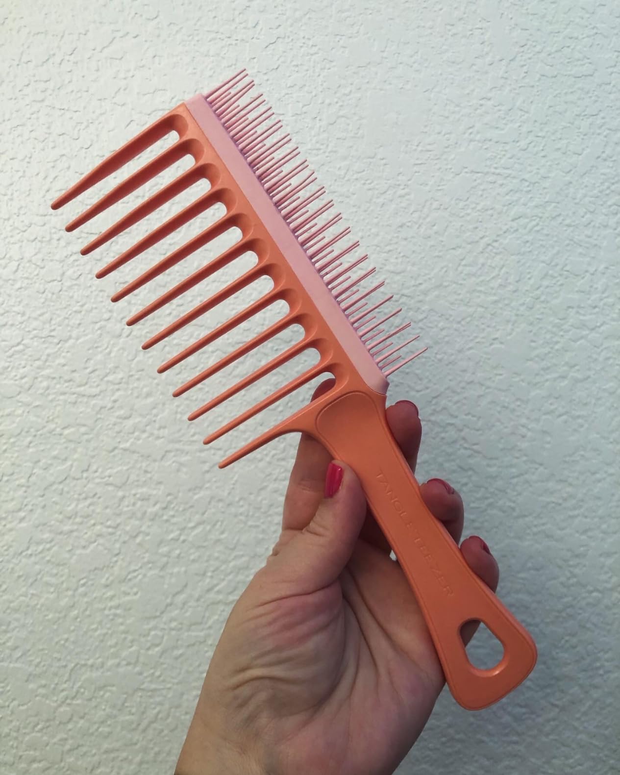 Tangle Teezer Wide Tooth Comb, Double Sided for Detangling and Less Breakage, for 3C to 4C Curly Hair Types, Peach customer photo 2