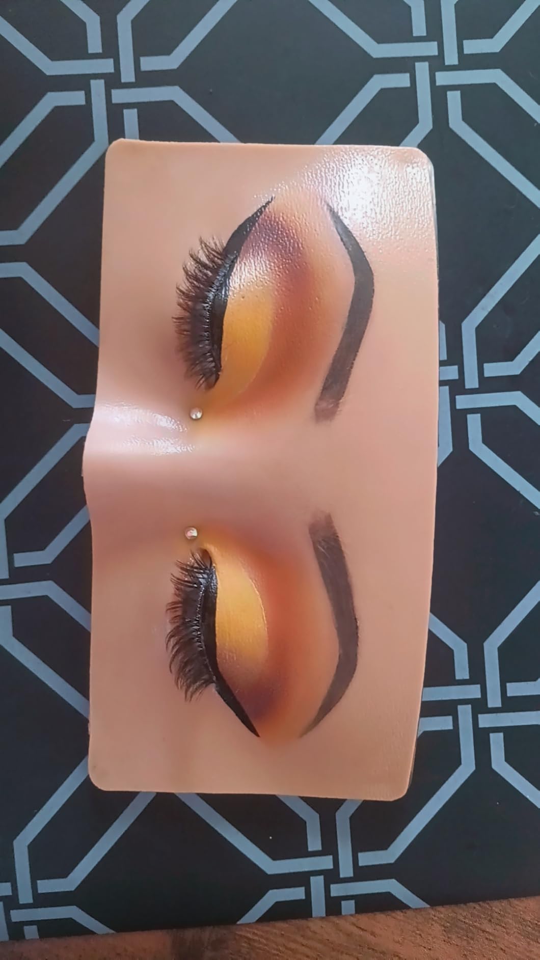 Silicone Makeup Practice Board - Face & Eyes Mannequin for Artists & Beginners, With Makeup Brushes & 165Pcs Pearl Stickers (Bright) customer photo 2