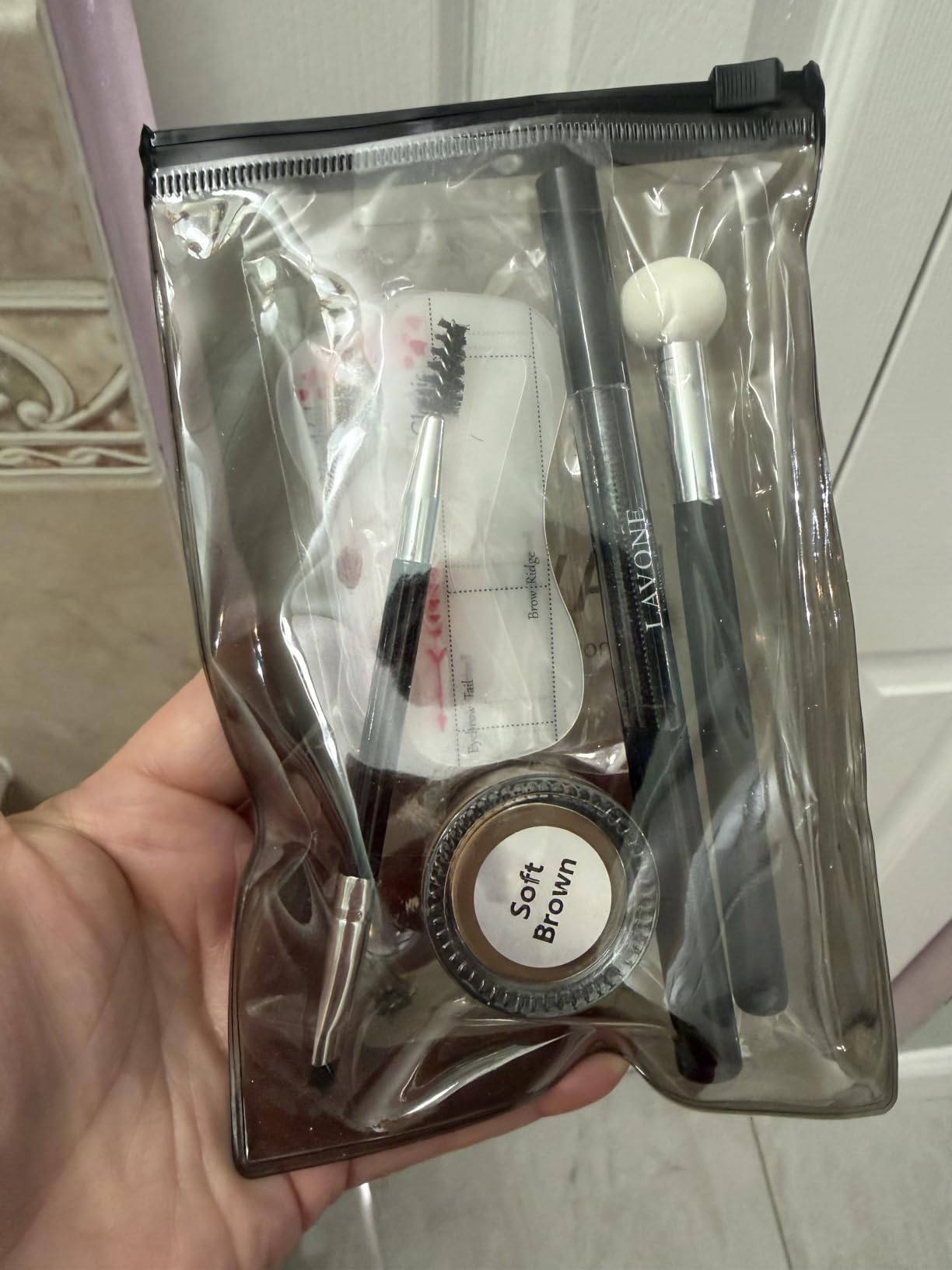 LAVONE Eyebrow Stamp Kit, Waterproof Brow Pencil, Pomade, Stencils-Soft Brown | 20 Reusable eyebrow stencils for shaping, long-lasting, smudge-proof, waterproof, brow brush & sponge applicator customer photo 1