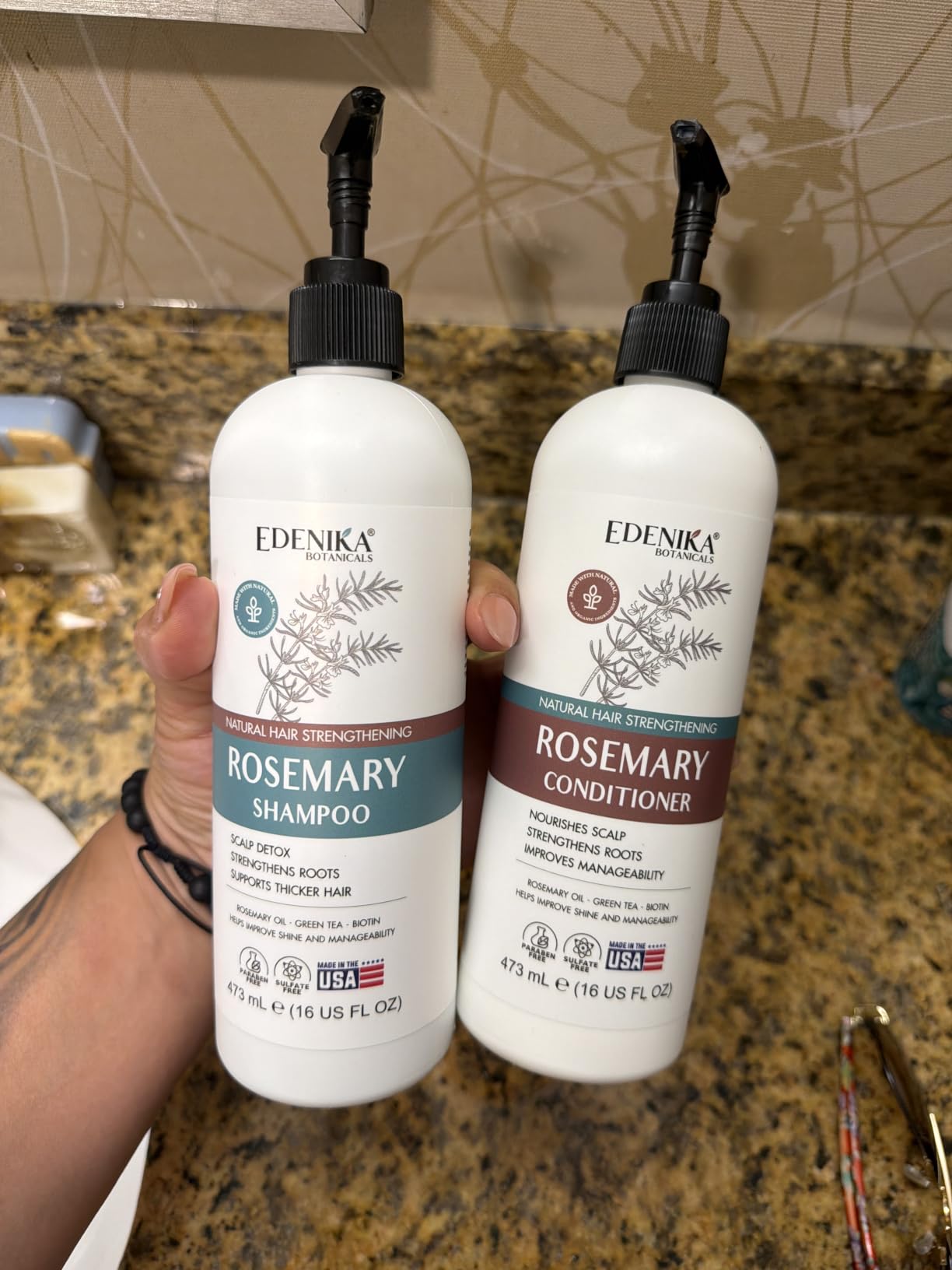 Rosemary Shampoo and Conditioner Set with 100% Rosemary Oil & Biotin for Thinning Hair, Anti-Hair Loss & Strengthening Botanical Formula, Women & Men, Sulfate-Free customer photo 1