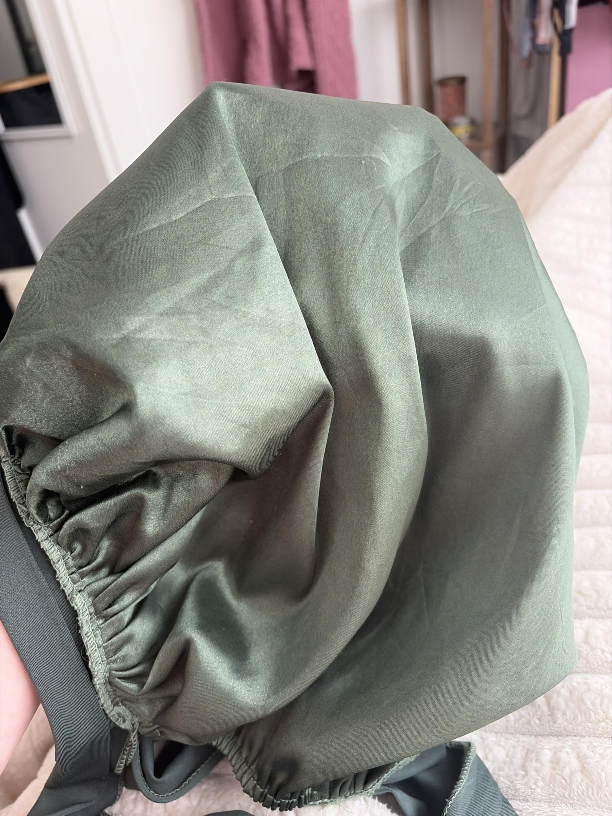 YANIBEST Adjustable Silk Bonnet for Sleeping Women Double Layer Satin Bonnet Reduce Friction Prevent Frizz Curly Hair customer photo 2