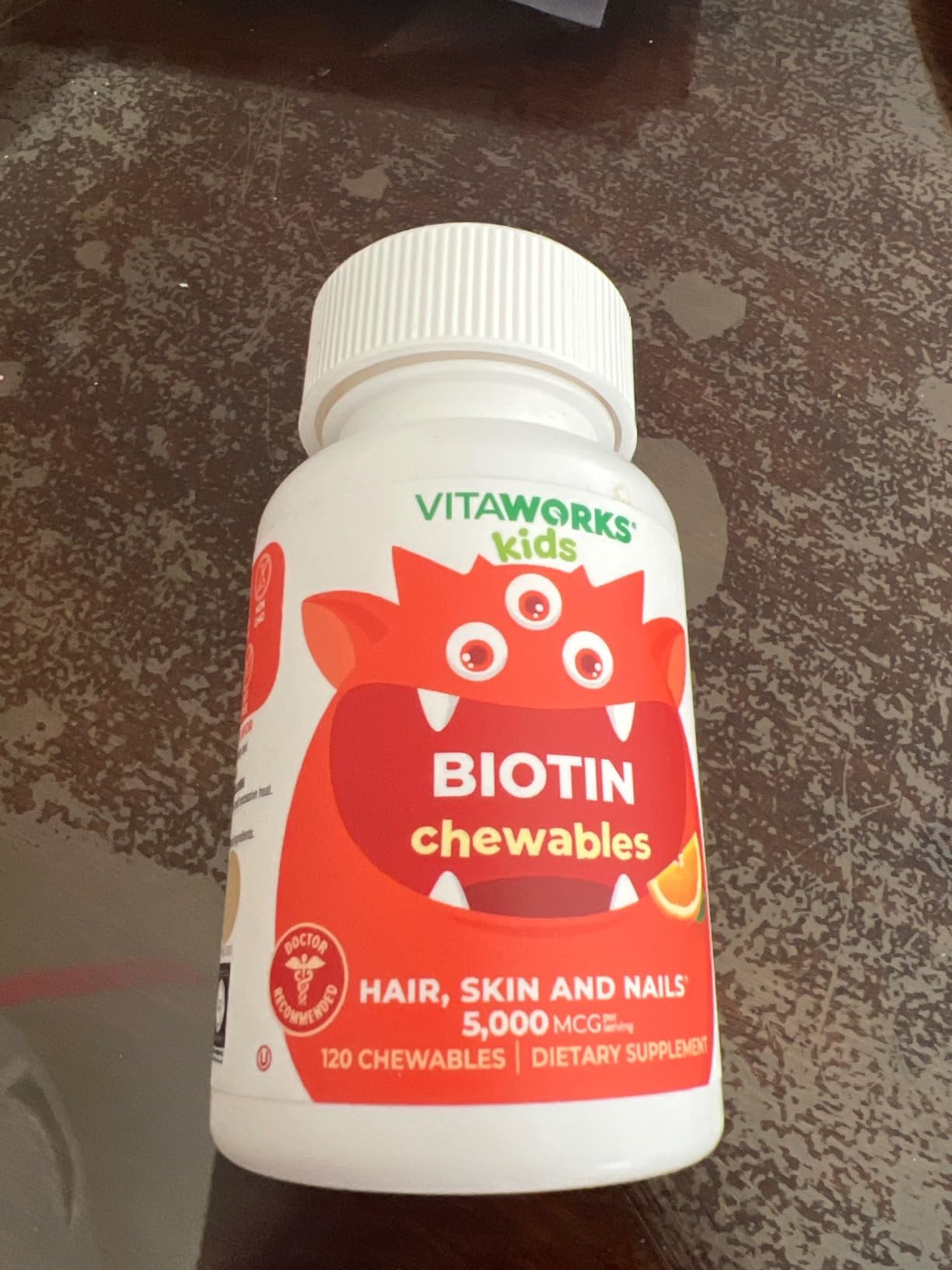 VitaWorks Kids Biotin 5000mcg Chewable Tablets | Tasty Biotin Supplement | Vegan, Non GMO | Hair Growth, Skin and Nail Heath | Hair Vitamins for Kids | 120 Chewables customer photo 1