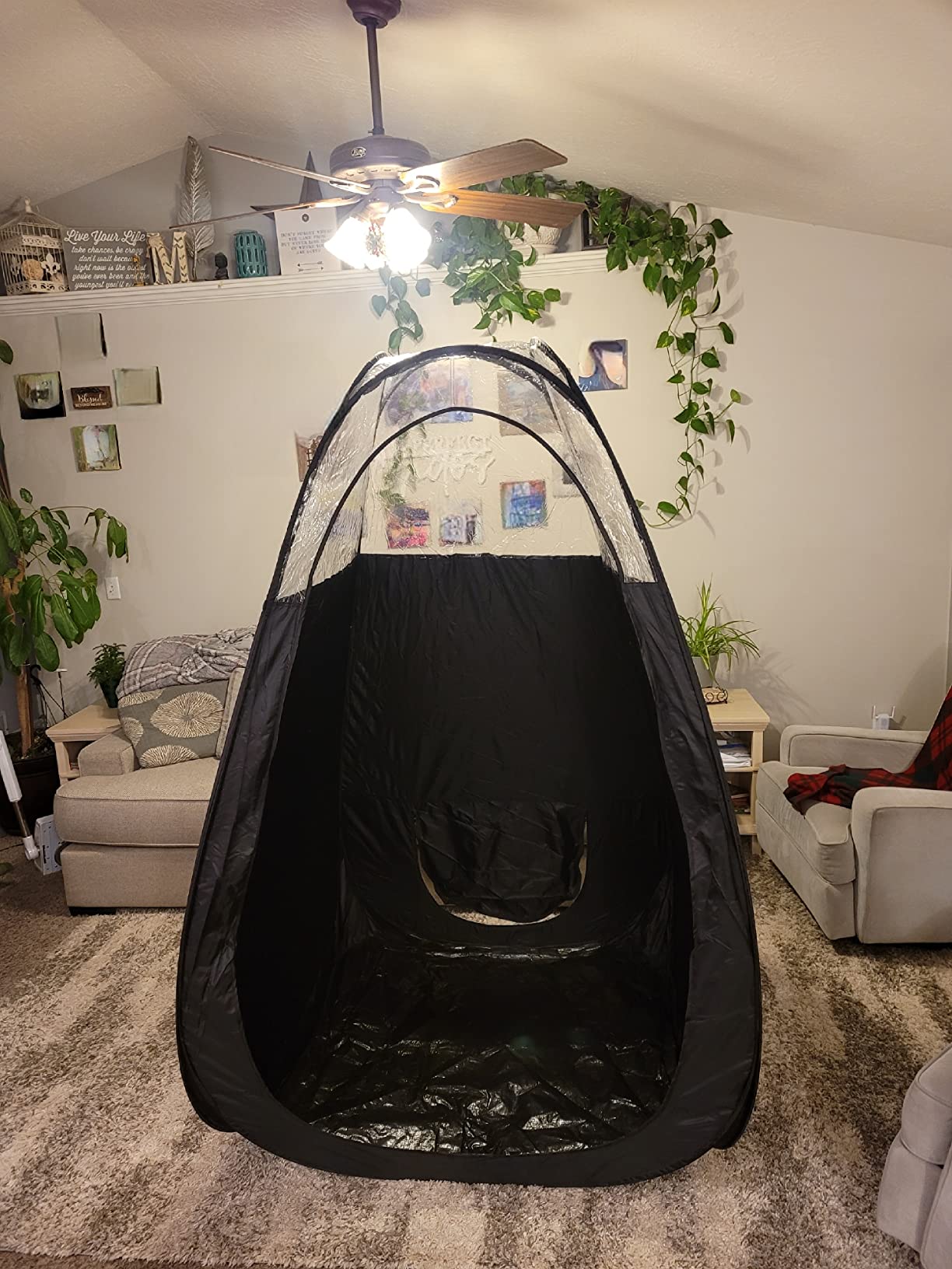 VARIPOWDER Pop Up Spray Tan Tent for Professionals Large Portable Black Tanning Tent Spray Tan Booth for Home & Salon with Carrying Bag customer photo 2