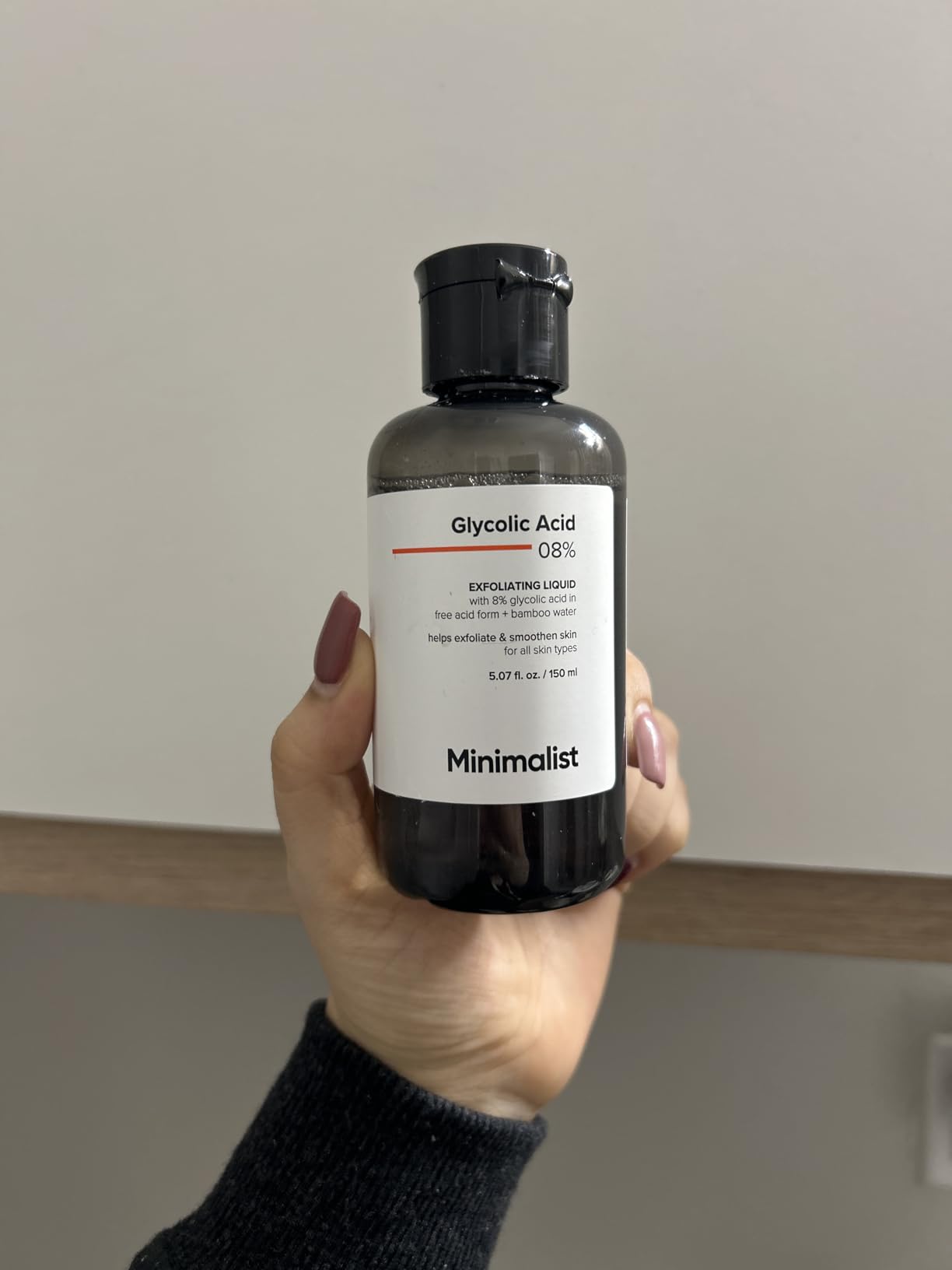 Minimalist Glycolic Acid 8% Exfoliating Toner for Glowing Skin | Multi-Functional Exfoliating Toner with Bamboo Water for Body, Face, Underarms & Scalp | for Women & Men | 5 Fl Oz / 150 ml customer photo 1