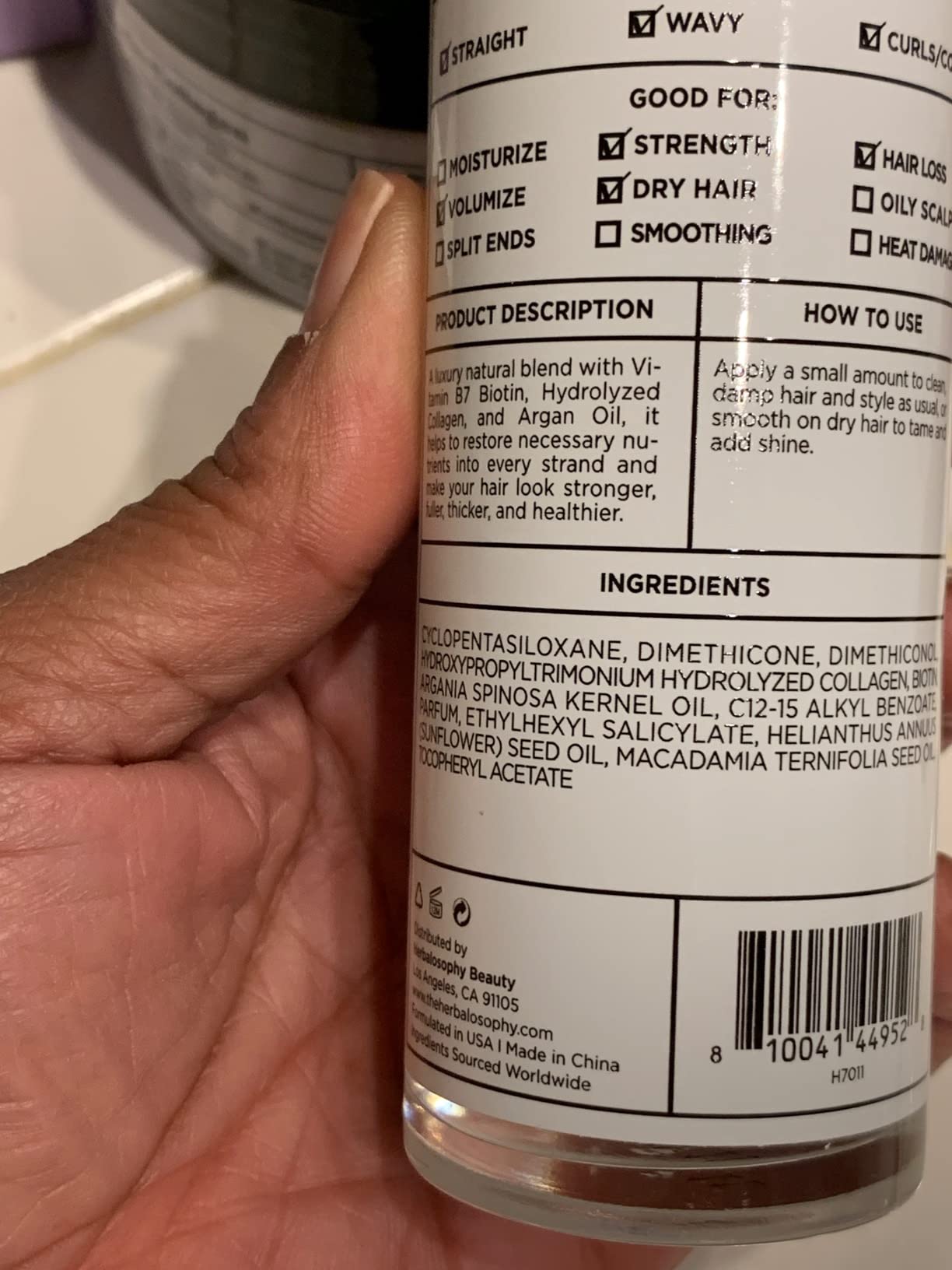 Herbalosophy Bitoin & Collagen Hair Mask - Thickening & Strengthening Formula for Thin & Dry Hair - Salon-Quality Haircare with Natural, Healthy Ingredients. Vegan. Sulfate & Paraben Free. 8.5oz customer photo 1