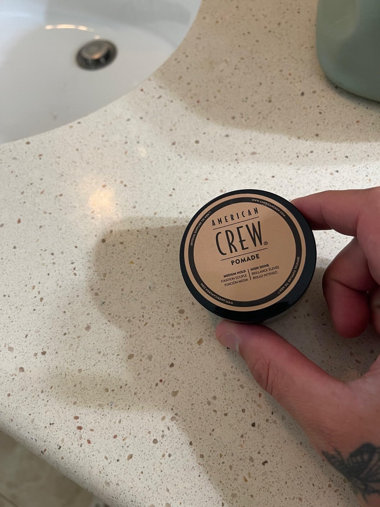 American Crew Pomade for Hold and Shine 3 oz - Water-based pomade for sleek, slicked-back looks - Medium hold, high shine customer photo 2