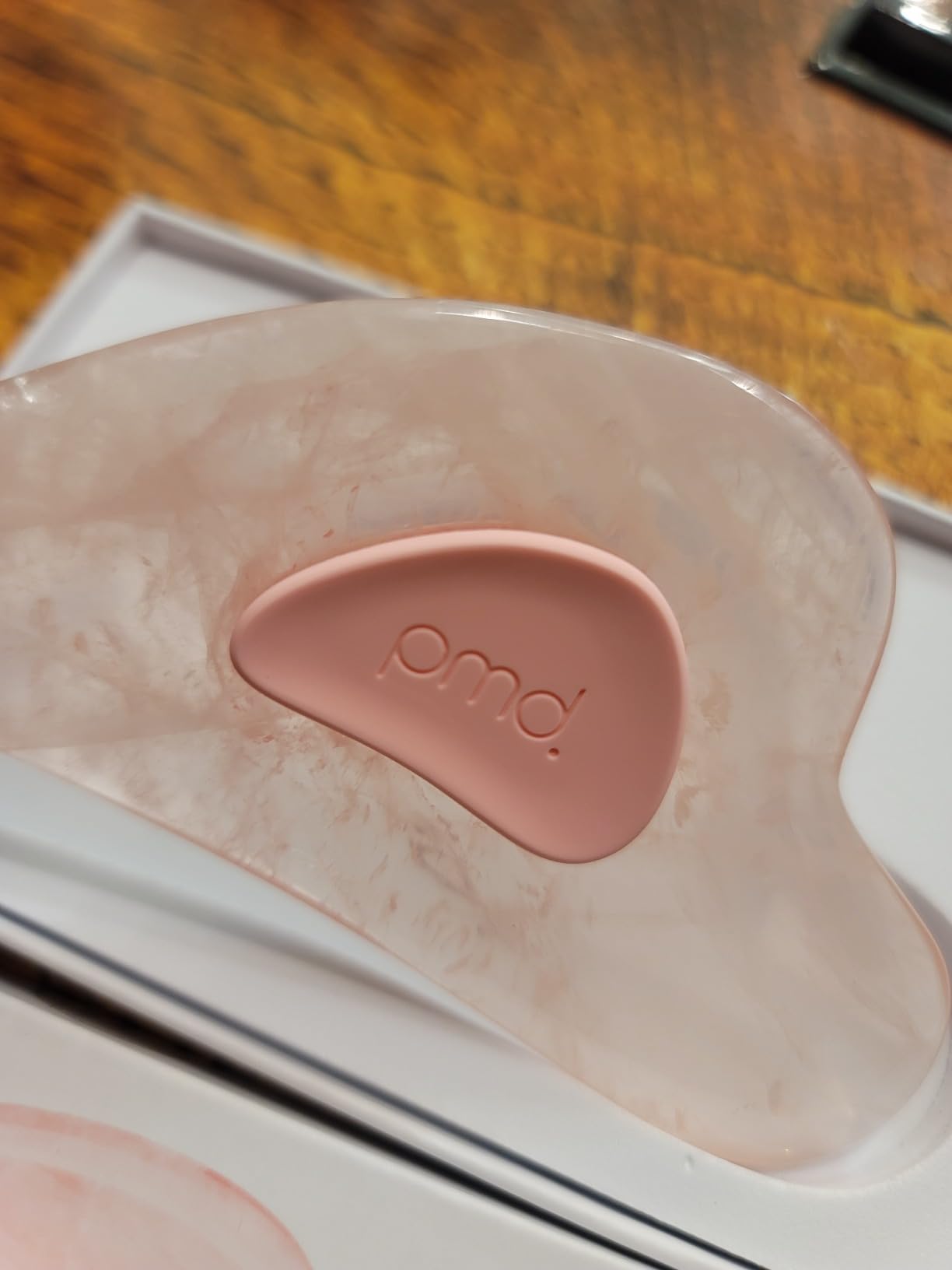 PMD Beauty Gua Sha Facial Tools - Massaging, Sculpting and Depuffing Guasha Tool for Face with Rose Quartz and Silicone Grip - Reduce Tension & Inflammation customer photo 1