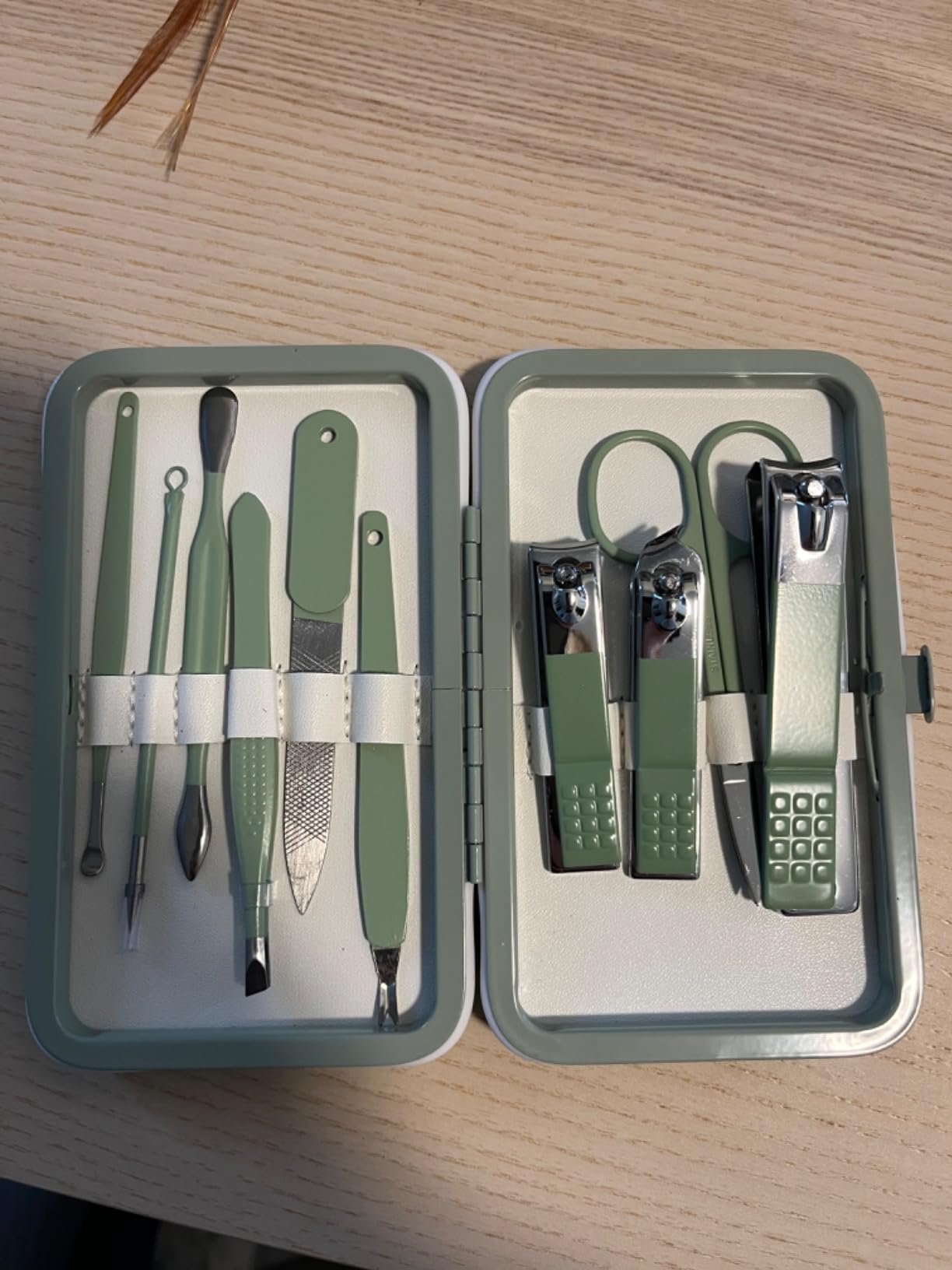 HANTEKAS Manicure Set 10 in 1 Stainless Steel, Nail Clippers Scissors Pedicure Tools Kit, Portable Travel Grooming Kit for Men and Women with Leather Case customer photo 1