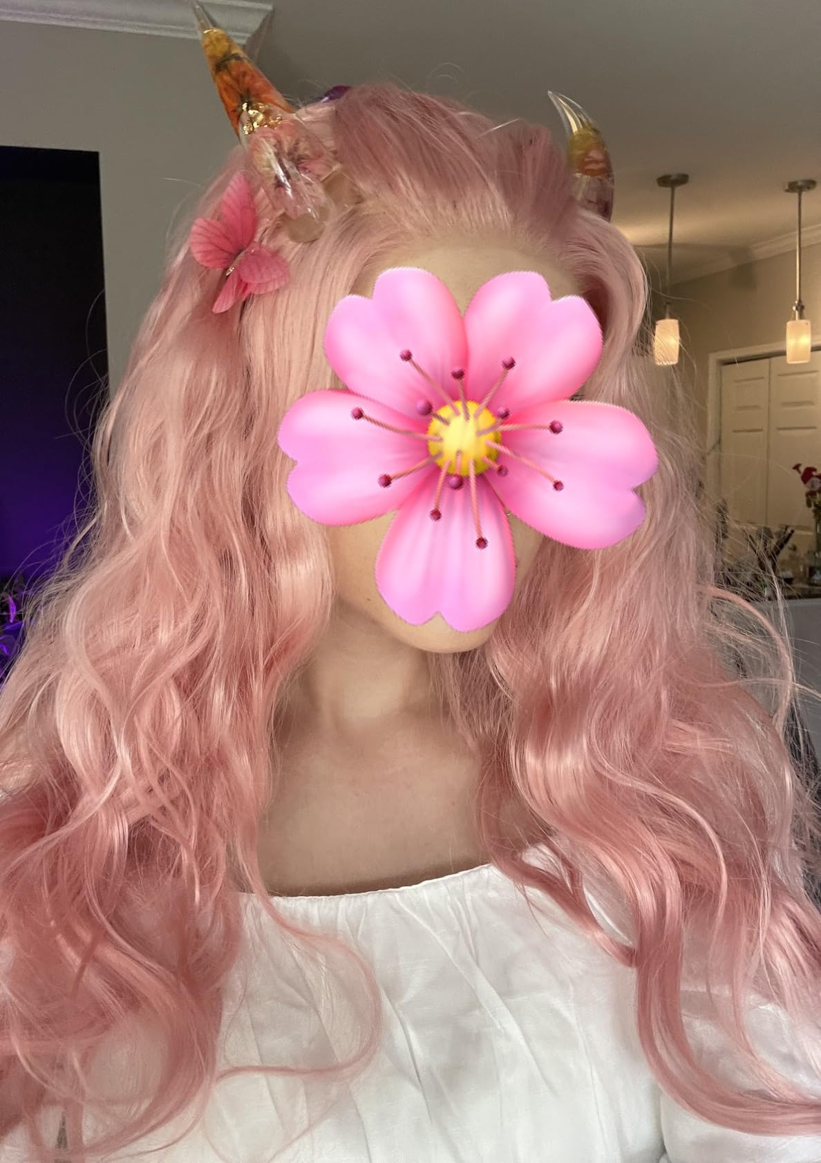 SAPPHIREWIGS Long Curly Wavy Lace Front Wig for Women Pre-plucked Ombre Honey Blonde Wig Long Heat Resistant Hair Synthetic Wigs for Daily Party Wig 24 Inches customer photo 2
